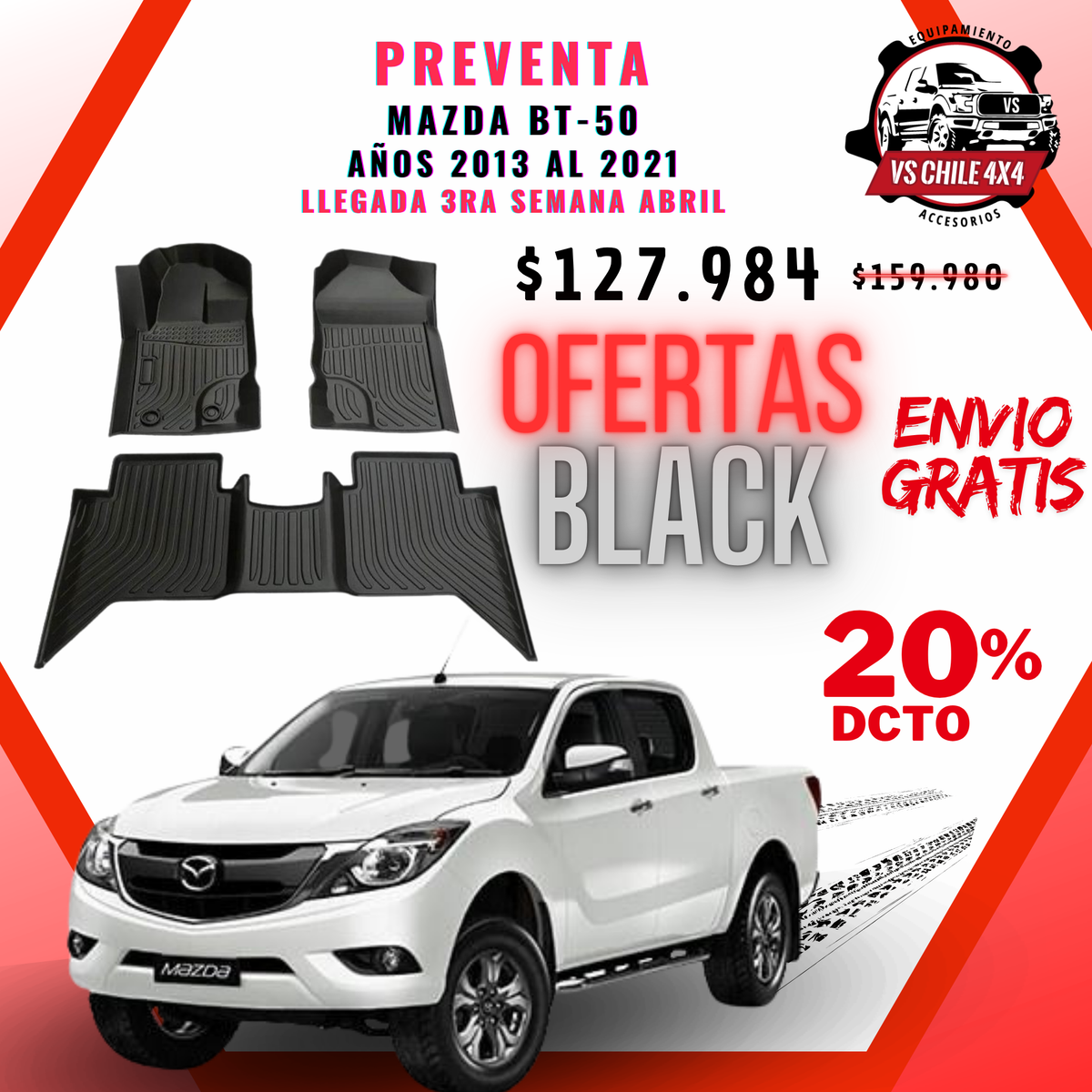 (PREVENTA) Pisos Calce Perfecto Mazda BT-50 años 2013 al 2021