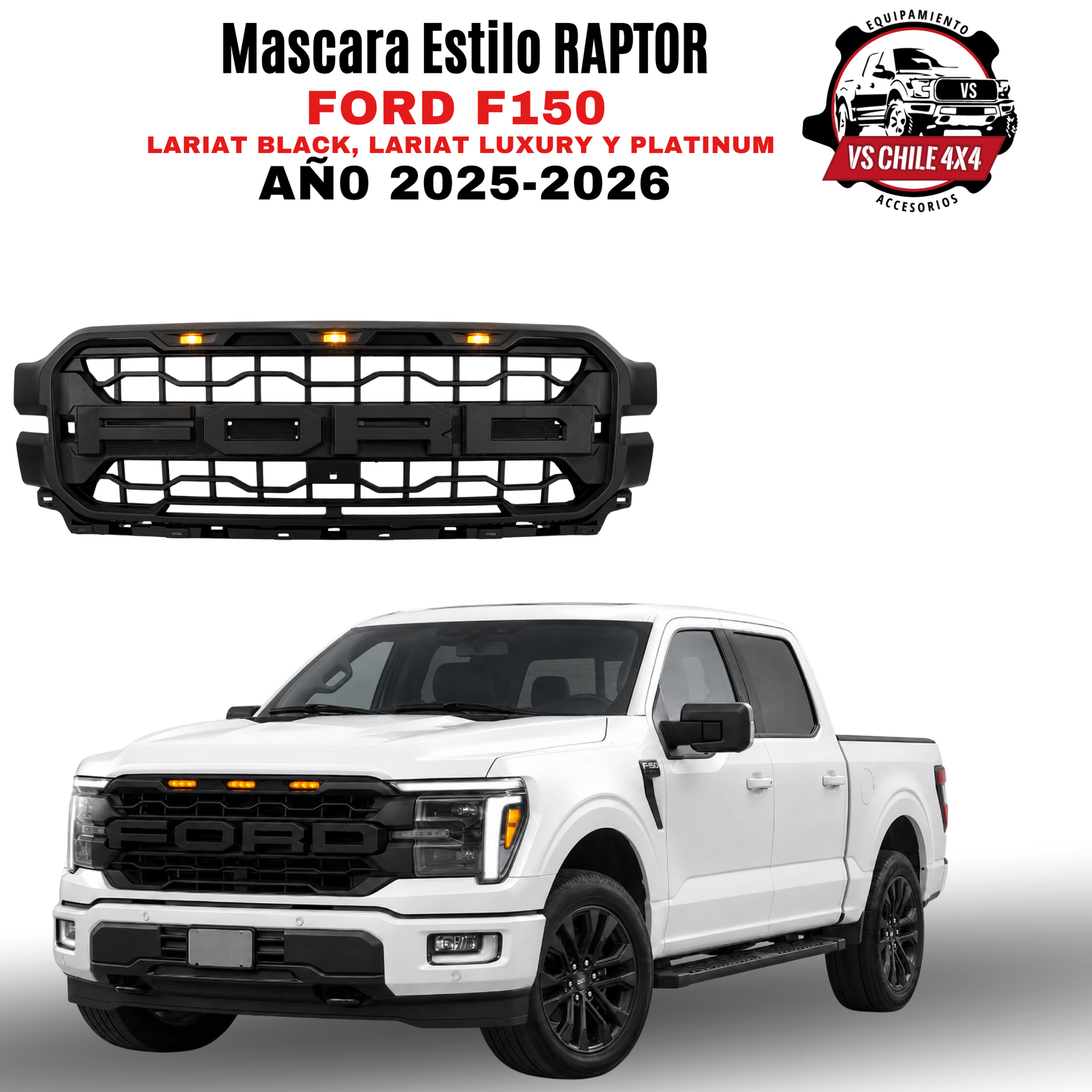 Máscara Frontal Estilo Raptor – Ford F-150 2025–2026