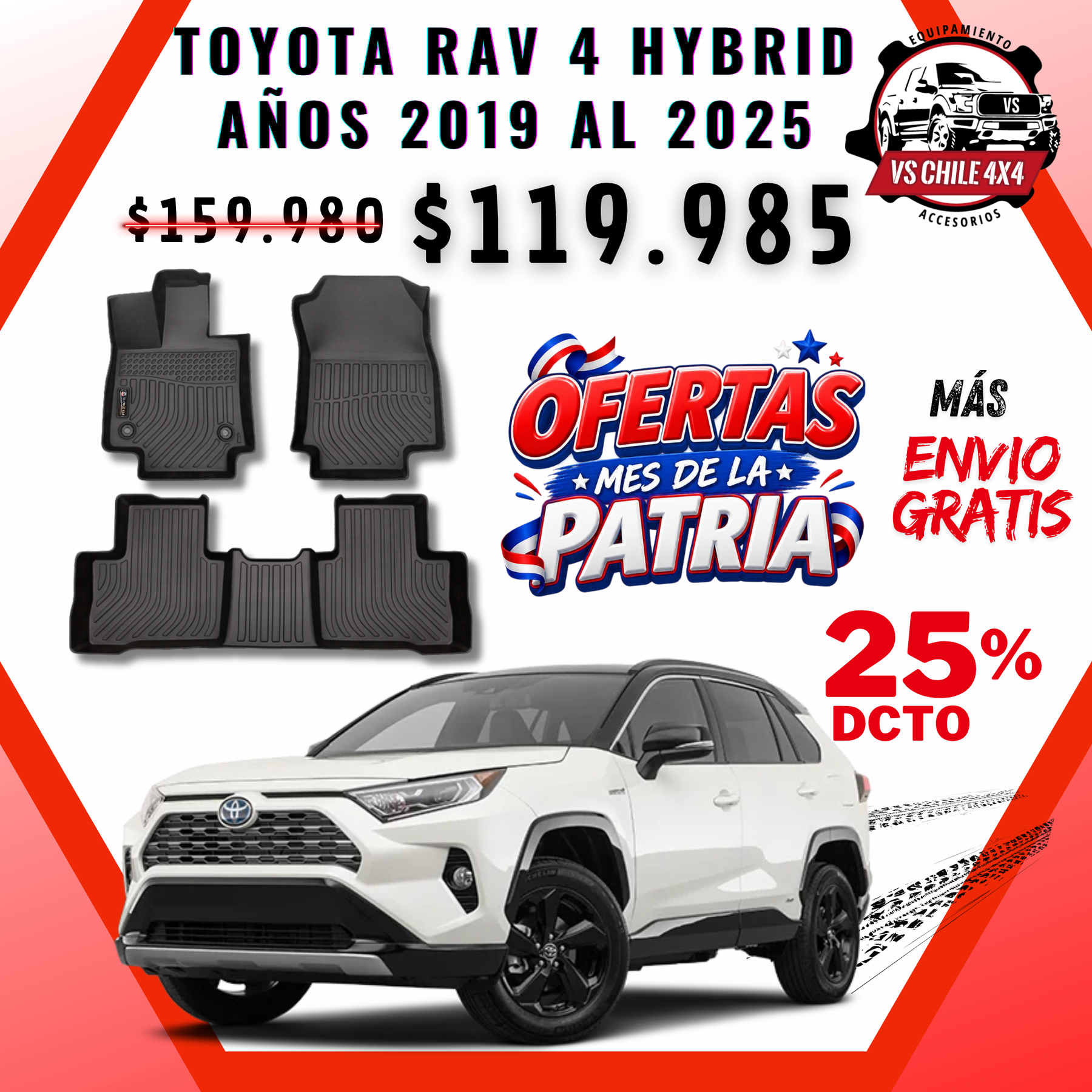 Pisos Calce Perfecto TOYOTA RAV 4 HYBRID años 2019 al 2025