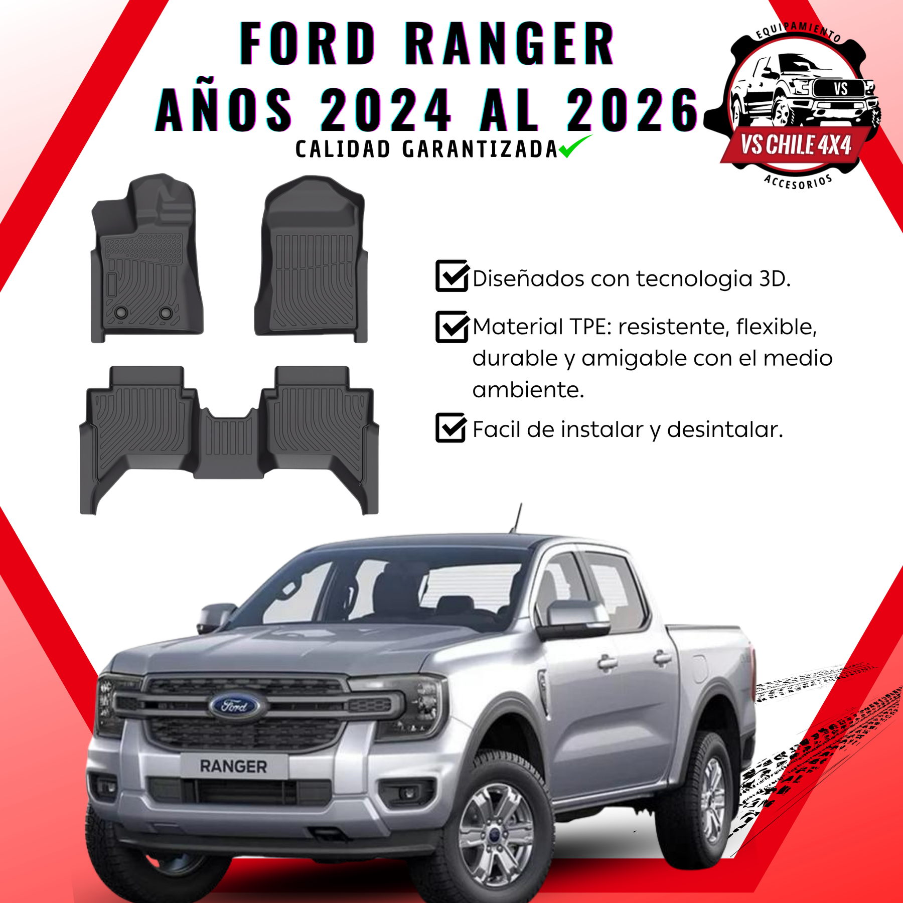 Pisos Calce Perfecto Ford Ranger T9 (2024 - 2026)