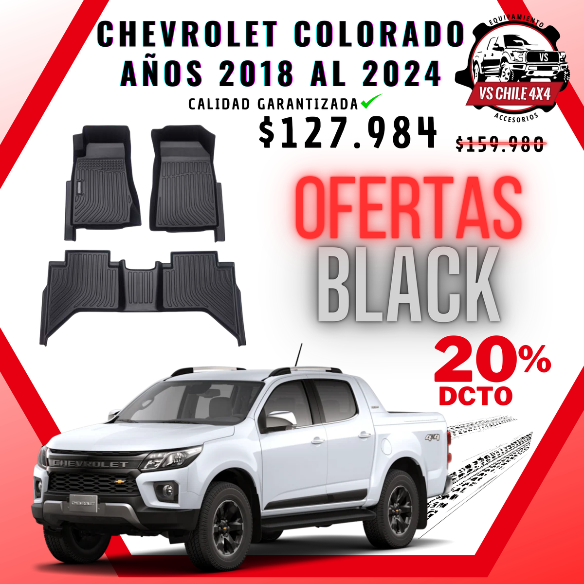 Pisos Calce Perfecto Chevrolet Colorado 2018 al 2024