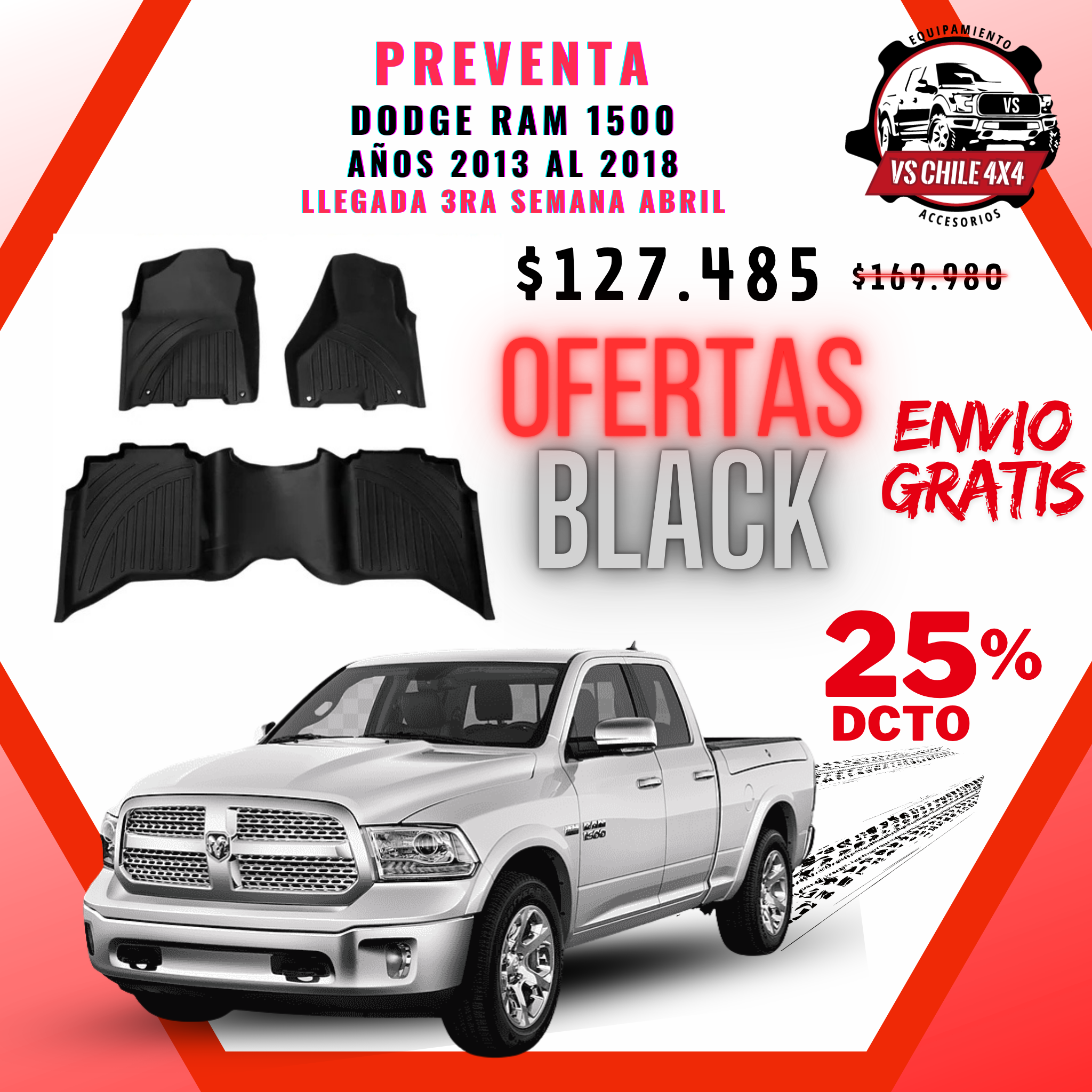 (PREVENTA) Pisos Calce Perfecto DODGE RAM 1500 (CREW CAB) años 2013 al 2018