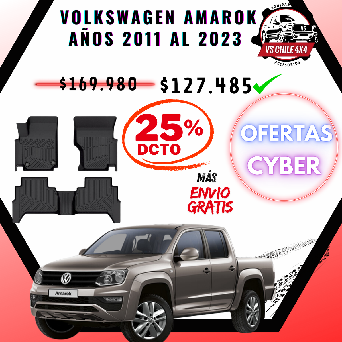 Pisos Calce Perfecto Volkswagen Amarok años 2011 al 2023