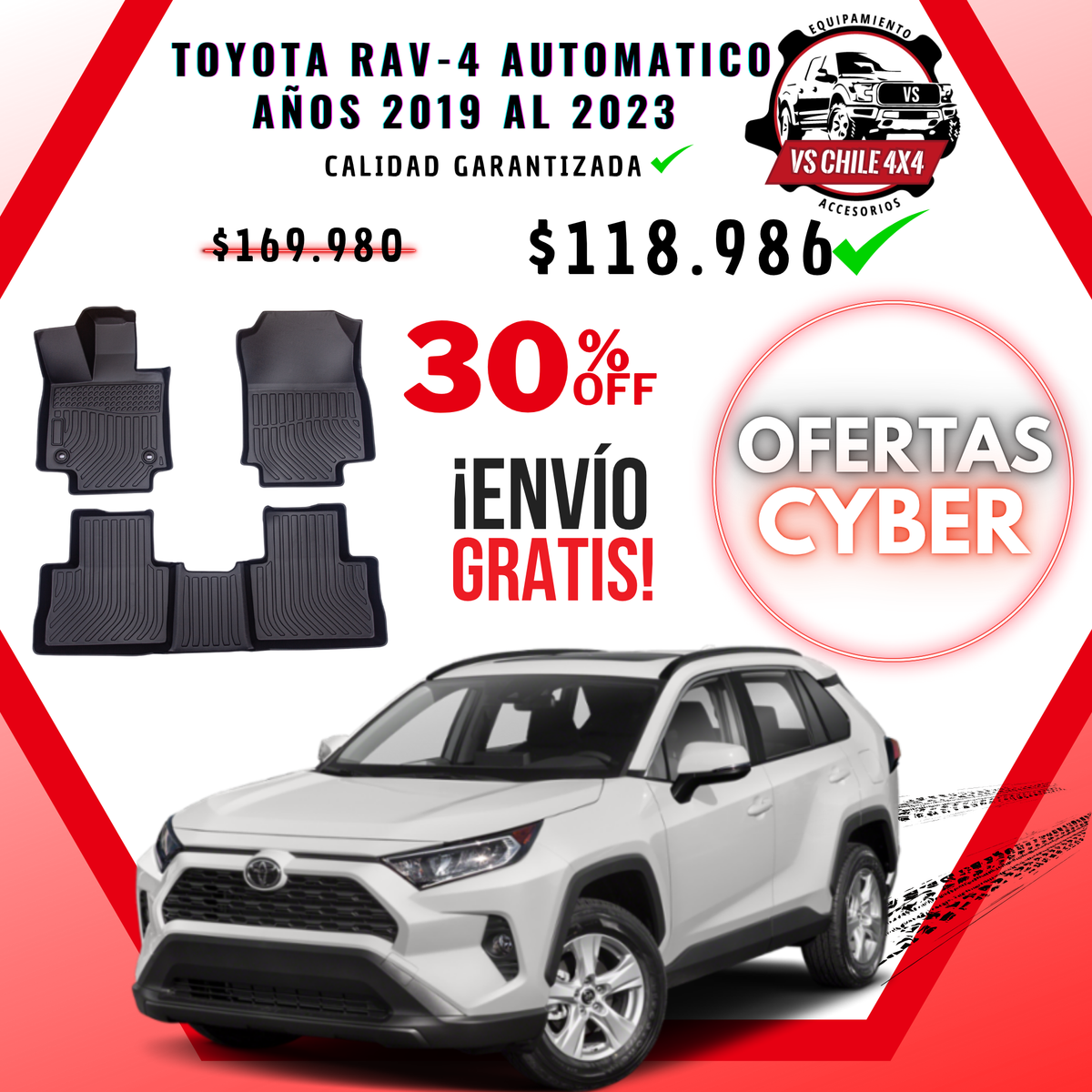 Pisos Calce Perfecto TOYOTA RAV 4 Automática años 2019 al 2023