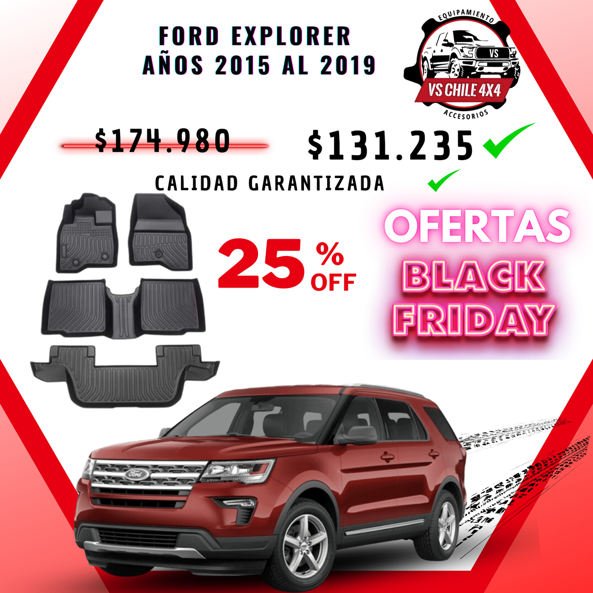 Pisos Calce Perfecto FORD EXPLORER años 2015 al 2019