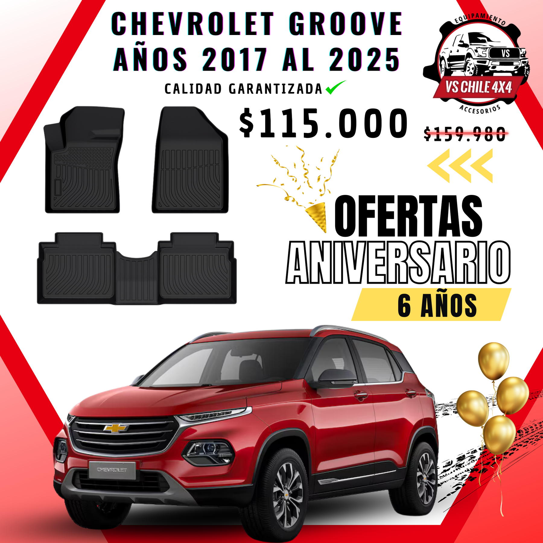 Pisos Calce Perfecto Chevrolet Groove años 2017 al 2025