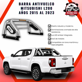 Barra Antivuelco Cromada Mitsubishi L200 2015-2023 con LED