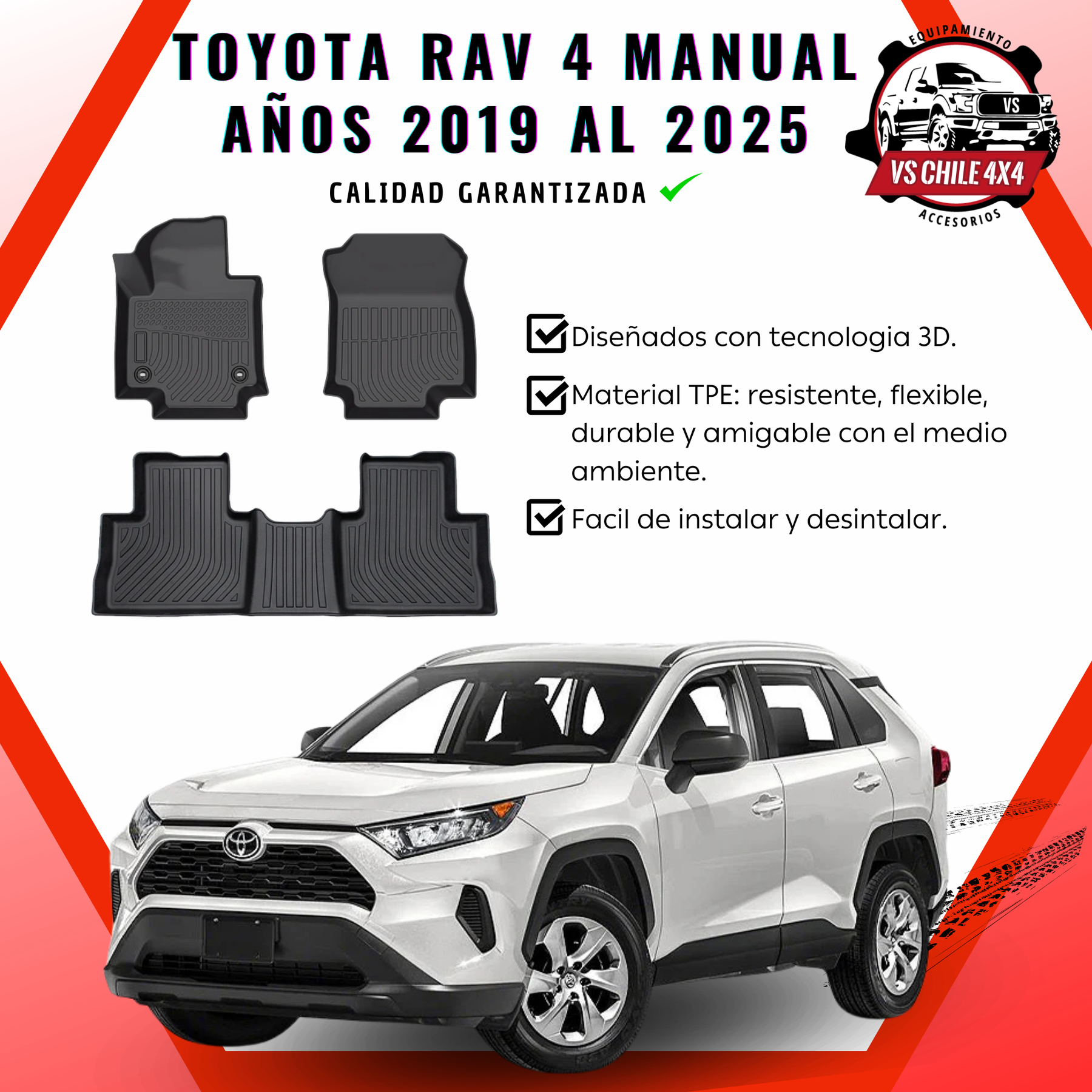 Pisos Calce Perfecto Toyota RAV 4 / Rav4 Manual (2019 - 2025)