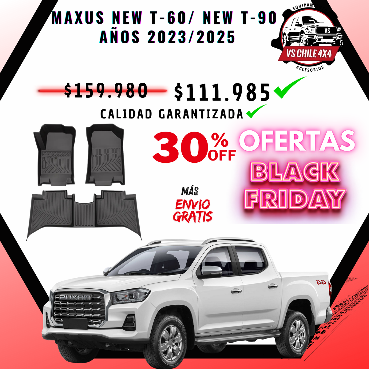 Pisos Calce Perfecto Maxus T60 / T90 Doble Cabina (2023 - 2025)