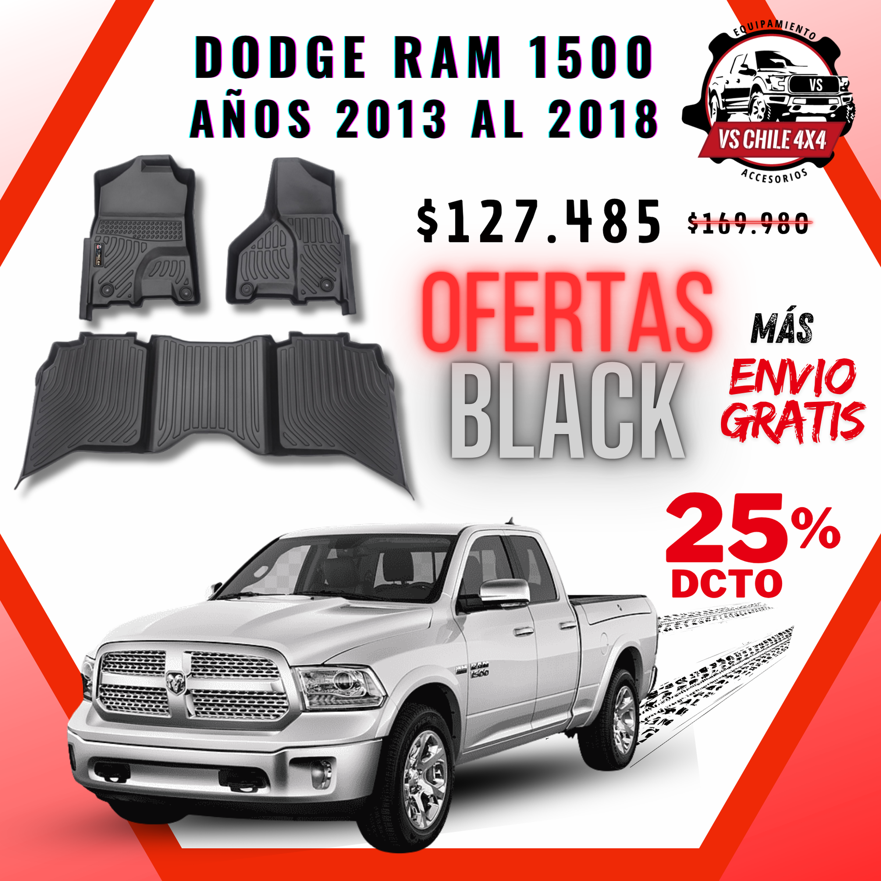 Pisos Calce Perfecto DODGE RAM 1500 (CREW CAB) años 2013 al 2018