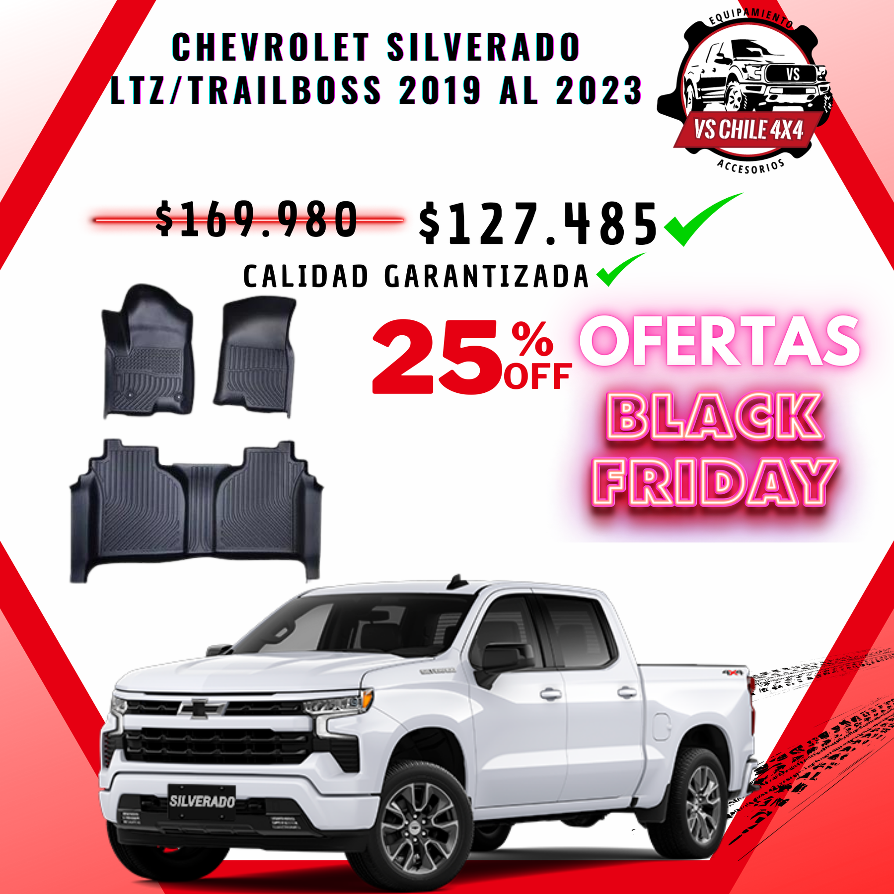 Pisos Calce Perfecto Chevrolet Silverado LTZ/TRAILBOSS 2019 al 2023