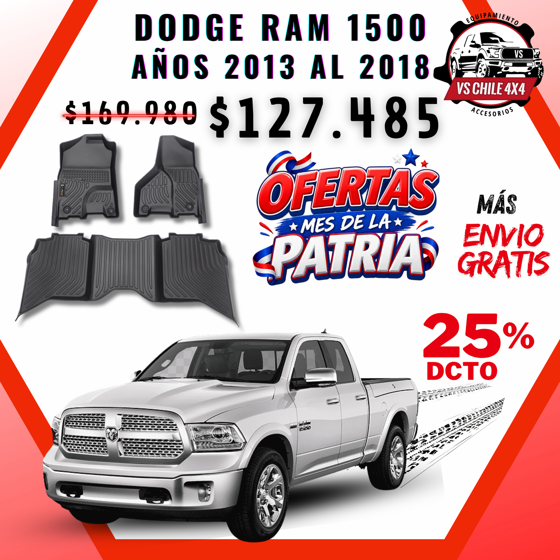 Pisos Calce Perfecto DODGE RAM 1500 (CREW CAB) años 2013 al 2018