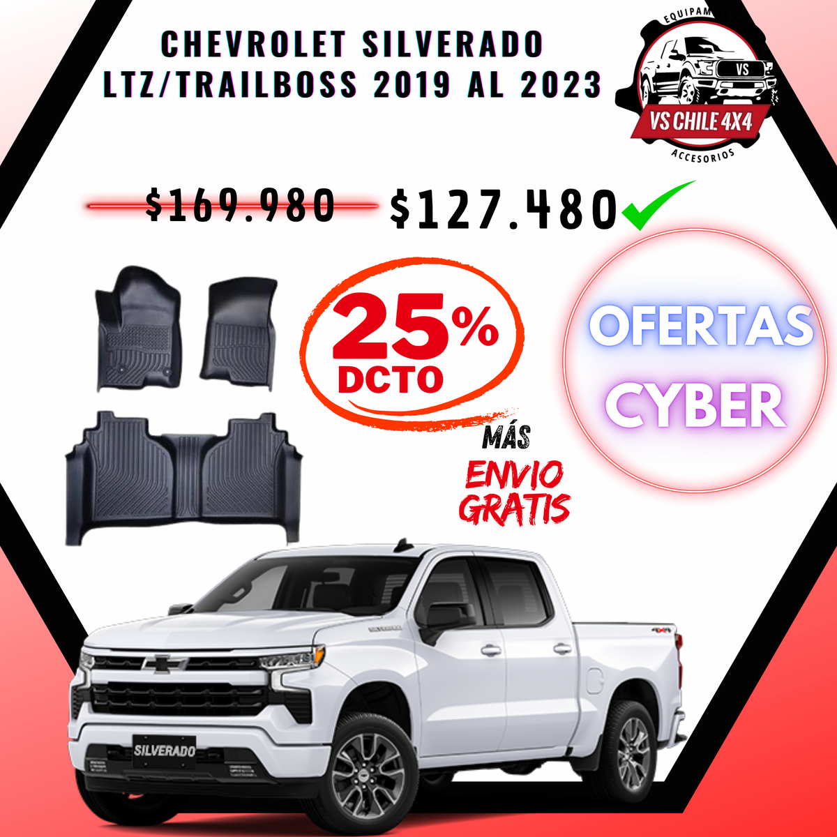 Pisos Calce Perfecto Chevrolet Silverado LTZ/TRAILBOSS 2019 al 2023