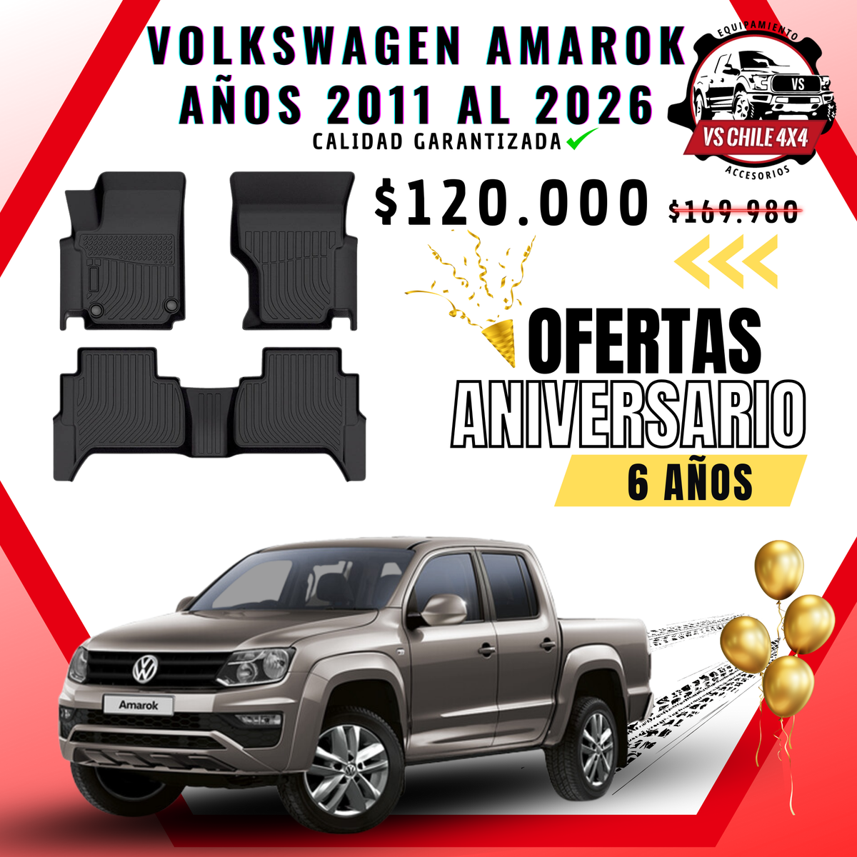Pisos Calce Perfecto Volkswagen Amarok años 2011 al 2026