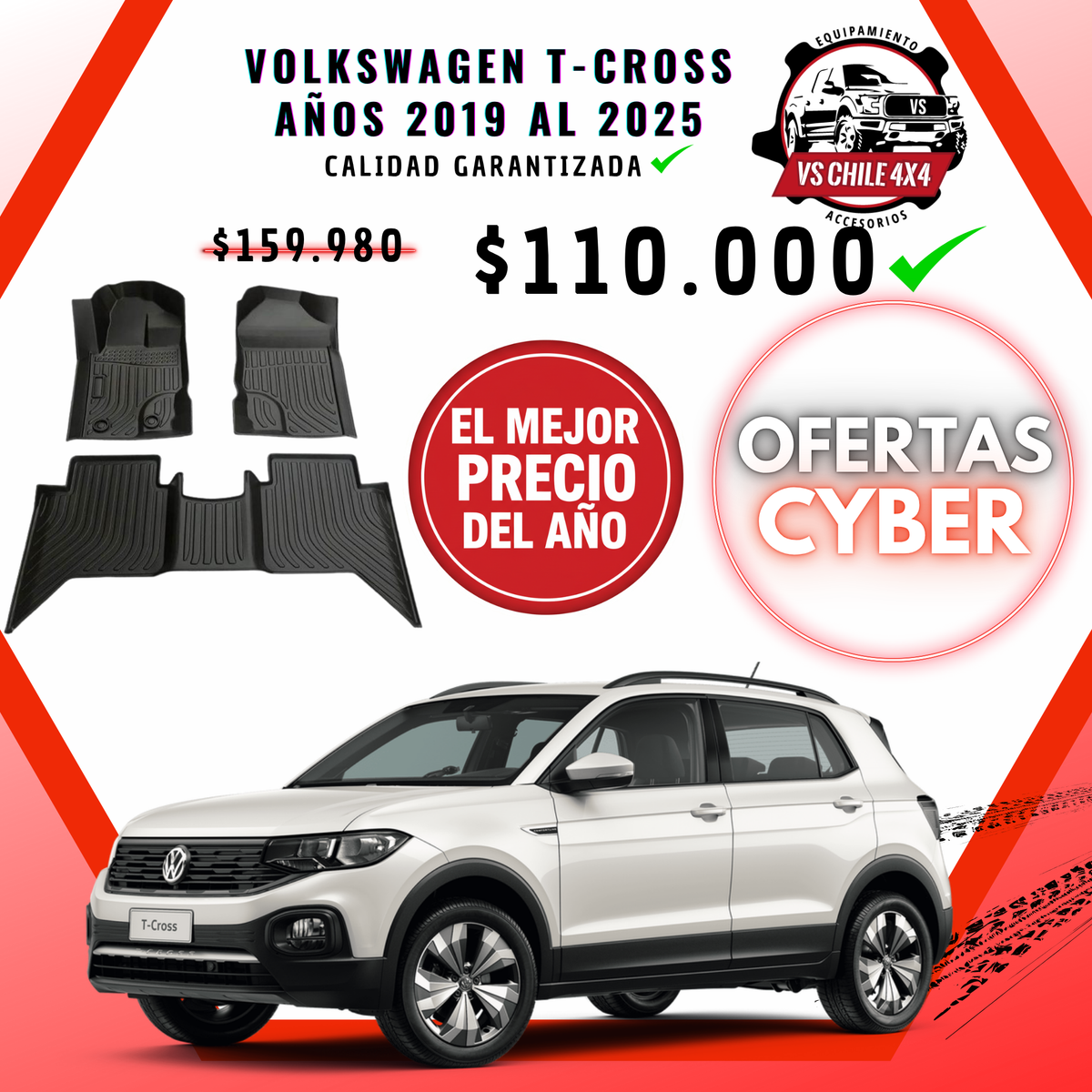 Pisos Calce Perfecto Volkswagen T-Cross (2019 - 2025)