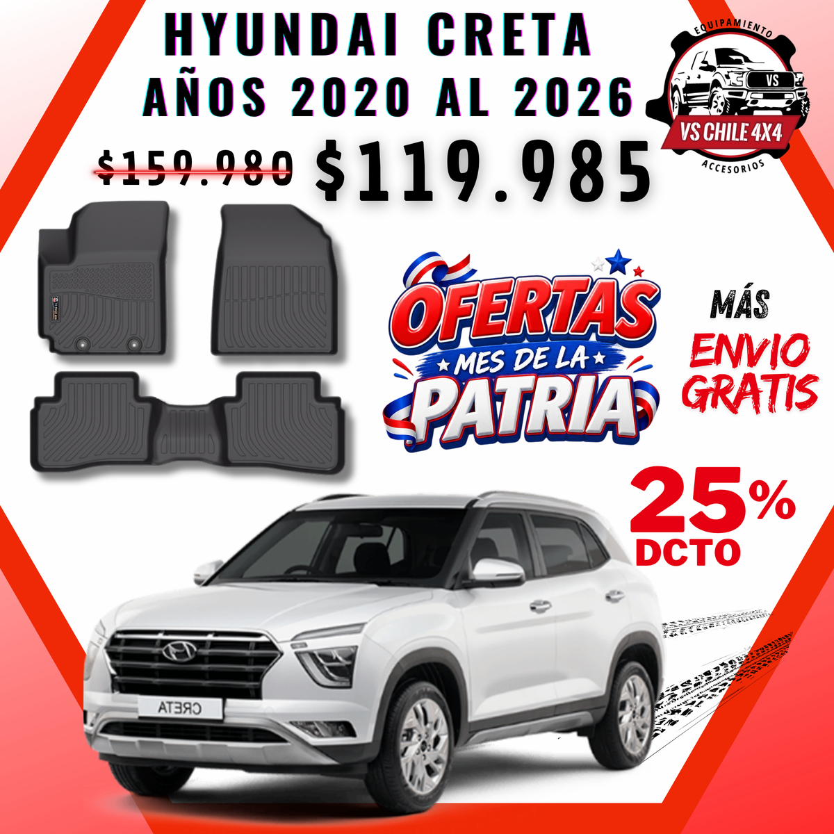 Pisos Calce Perfecto Hyundai Creta  2020 al 2026