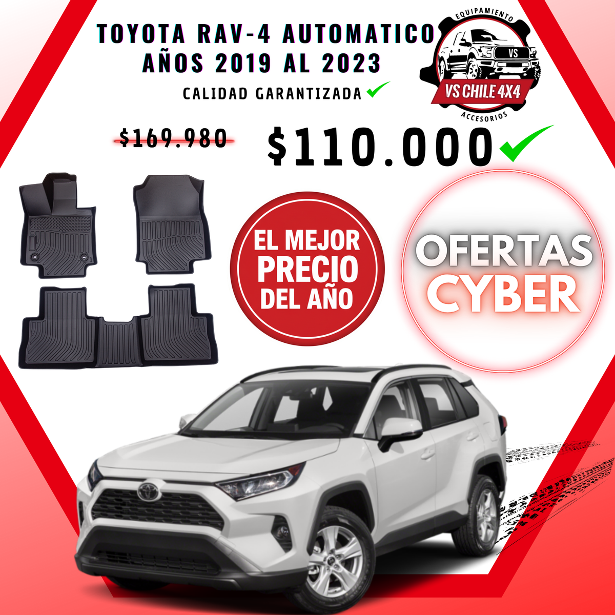 Pisos Calce Perfecto TOYOTA RAV 4 Automática años 2019 al 2023