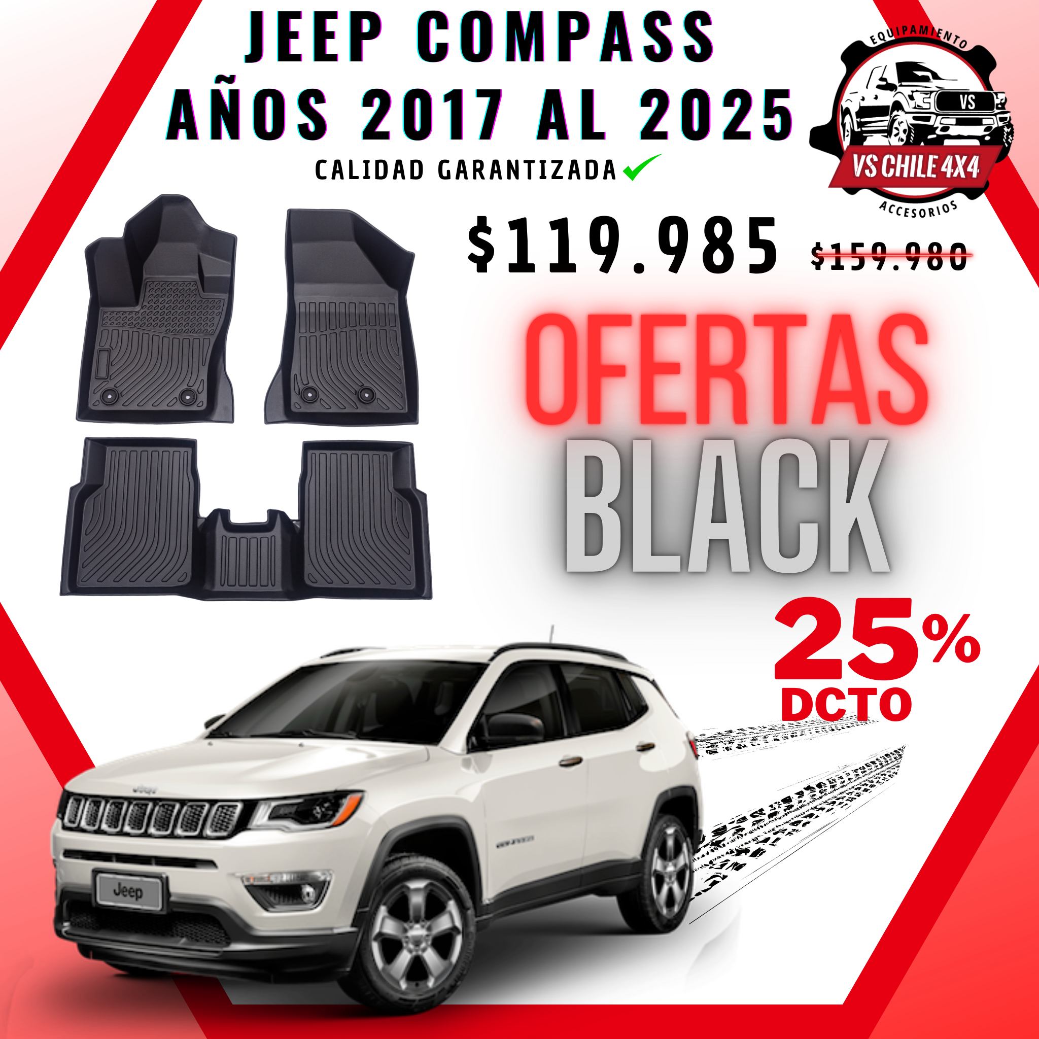 Pisos Calce Perfecto JEEP Compass 2017 al 2025