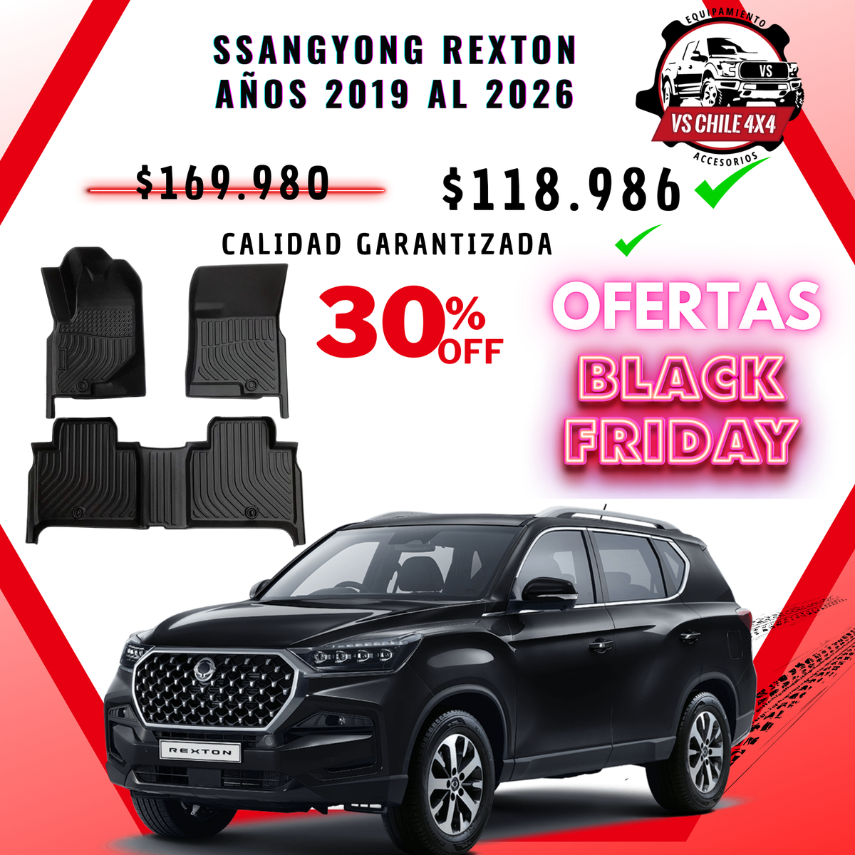 Pisos Calce Perfecto SsangYong Rexton años 2019 al 2026