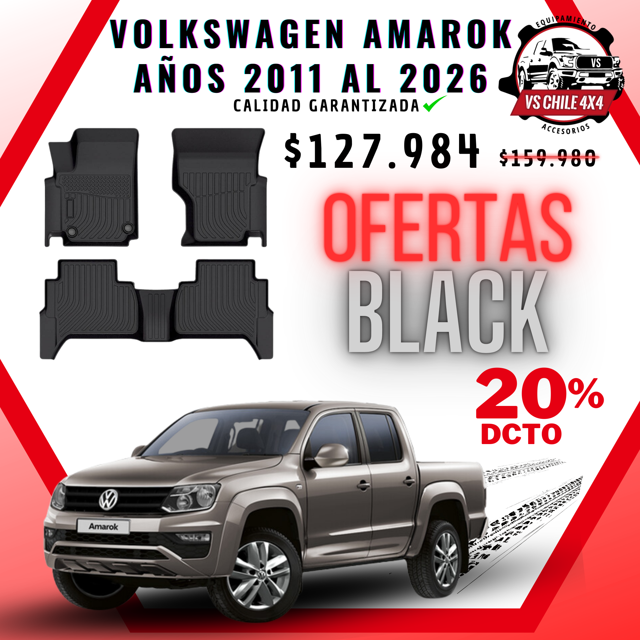 Pisos Calce Perfecto Volkswagen Amarok años 2011 al 2026