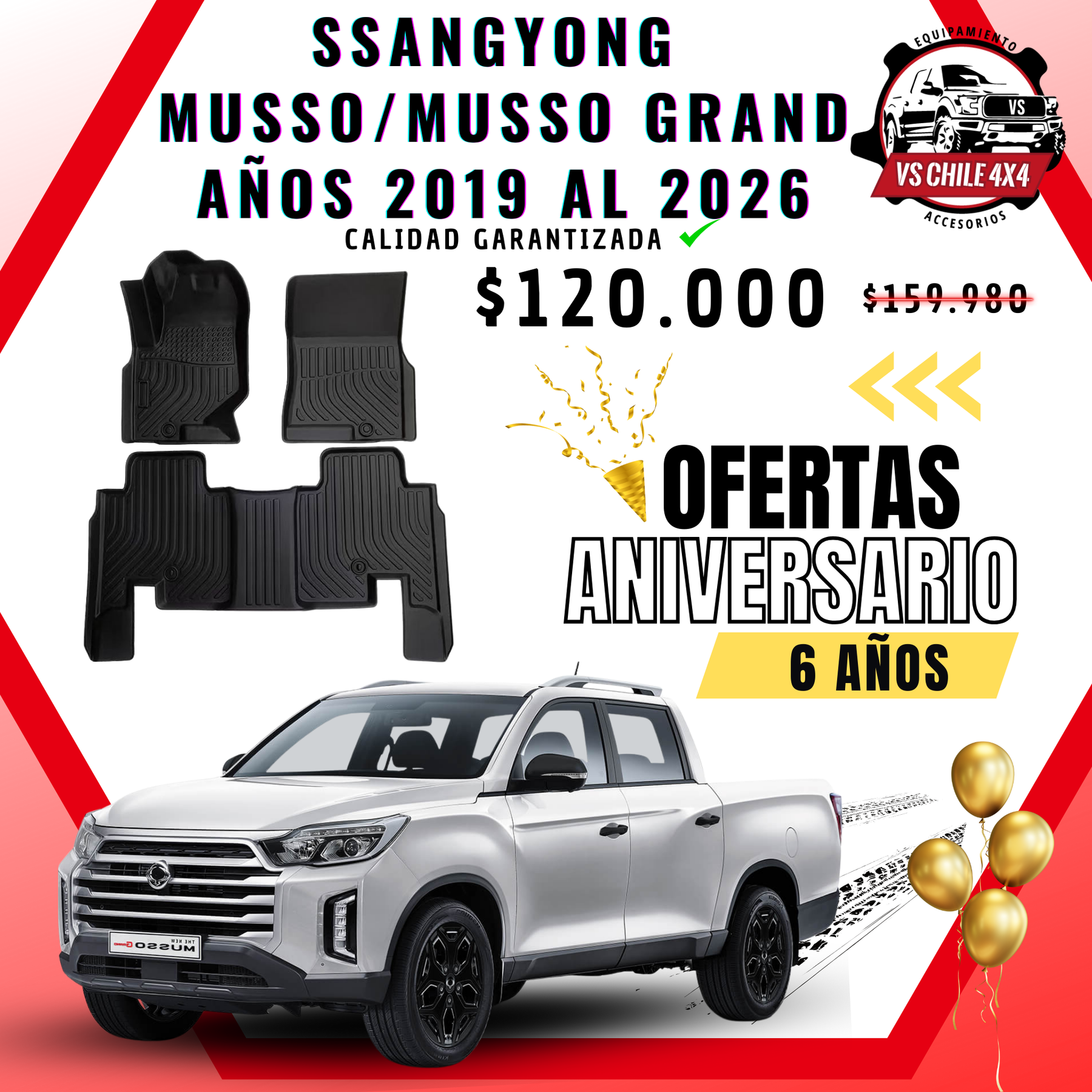 Pisos Calce Perfecto SsangYong Musso / Musso Grand 2019 al 2026