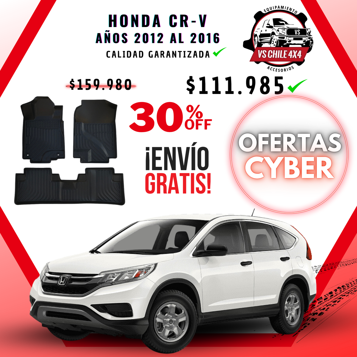 Pisos Calce Perfecto HONDA CRV CR-V años 2012 al 2016