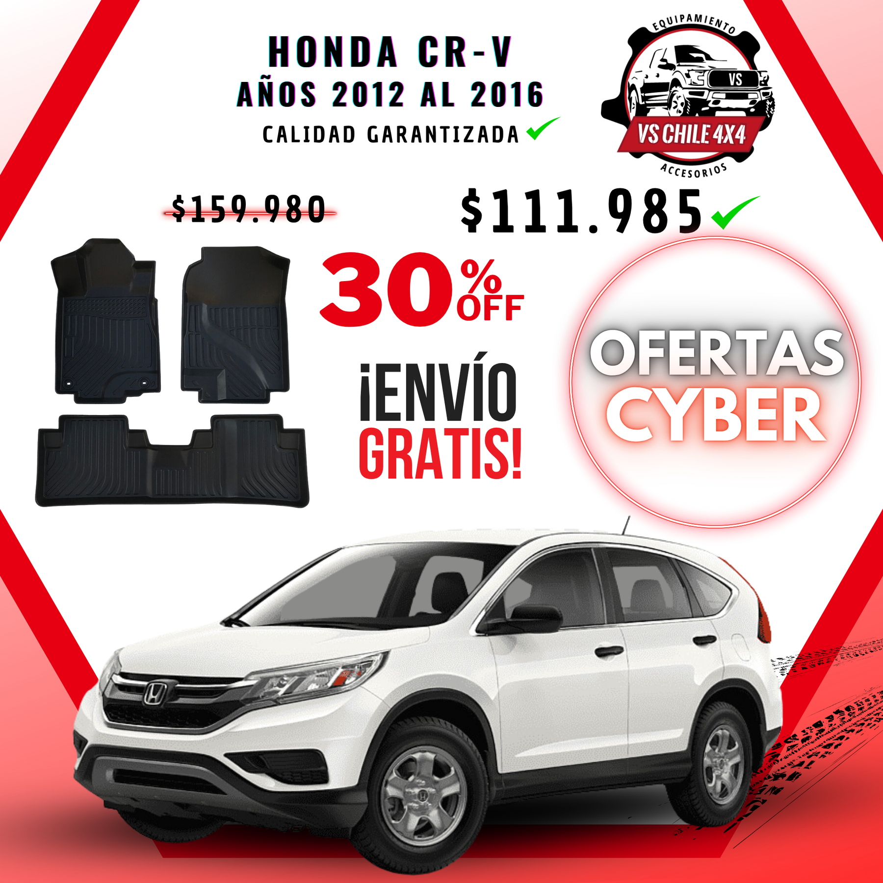 Pisos Calce Perfecto HONDA CRV CR-V años 2012 al 2016