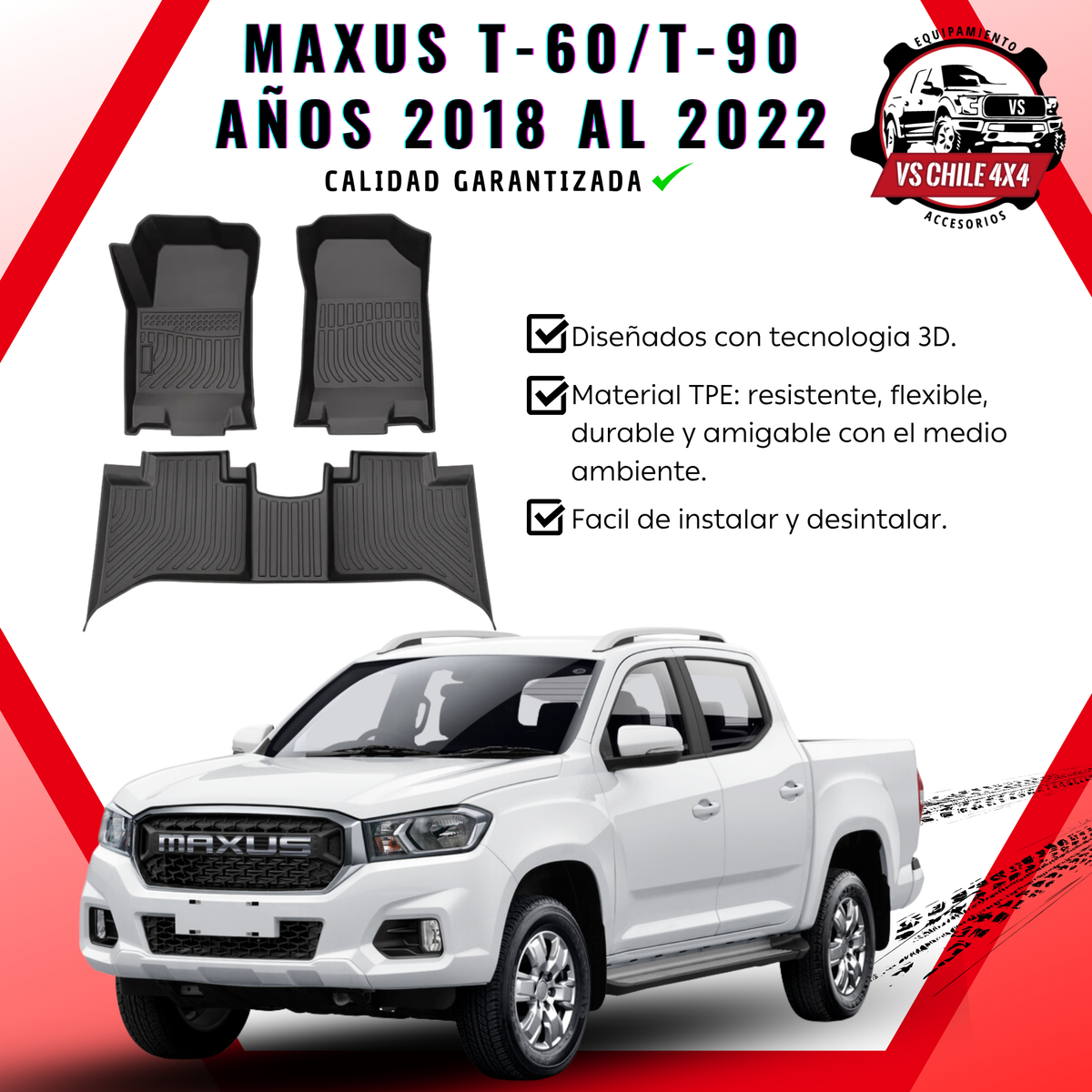 Pisos Calce Perfecto Maxus T60 / T90 Doble Cabina (2018 - 2022)