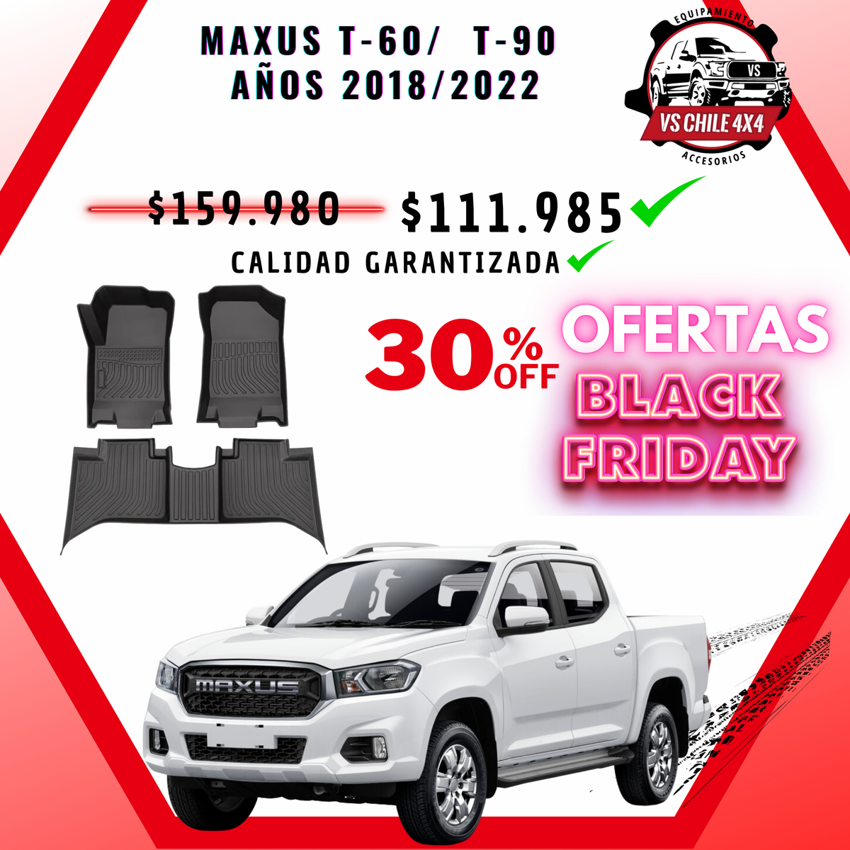 Pisos Calce Perfecto Maxus T60 / T90 Doble Cabina (2018 - 2022)