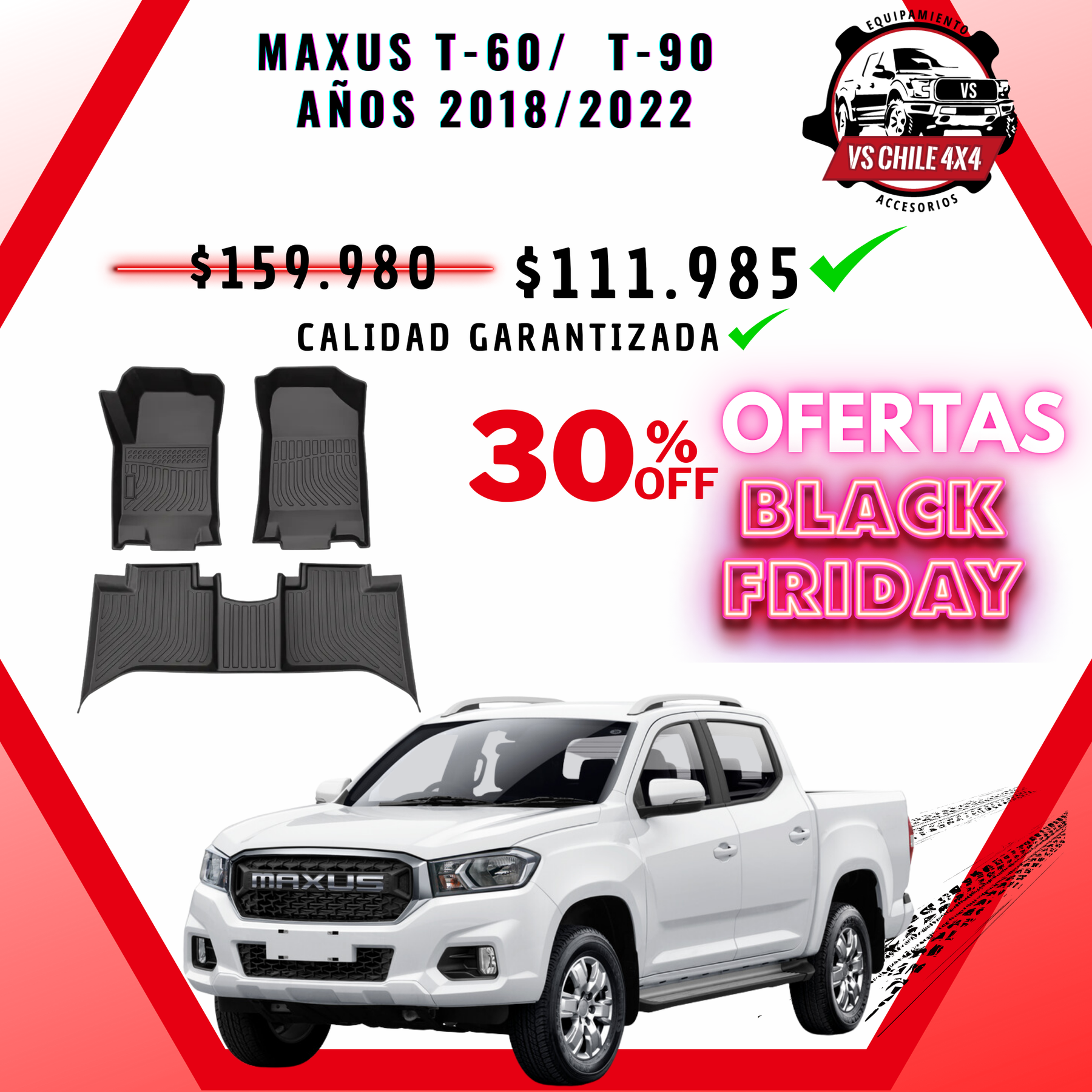 Pisos Calce Perfecto Maxus T60 / T90 Doble Cabina (2018 - 2022)