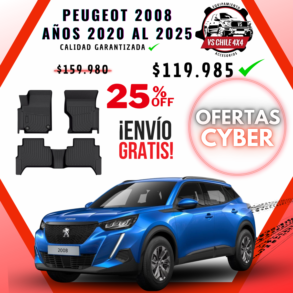Pisos Calce Perfecto PEUGEOT 2008 años 2020 al 2025