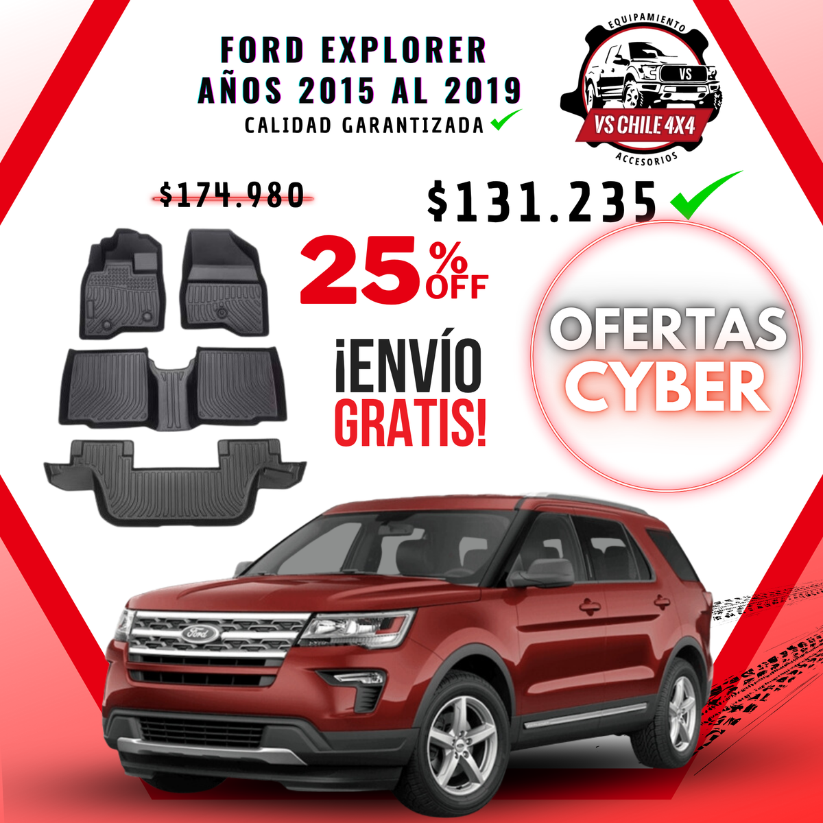 Pisos Calce Perfecto FORD EXPLORER años 2015 al 2019