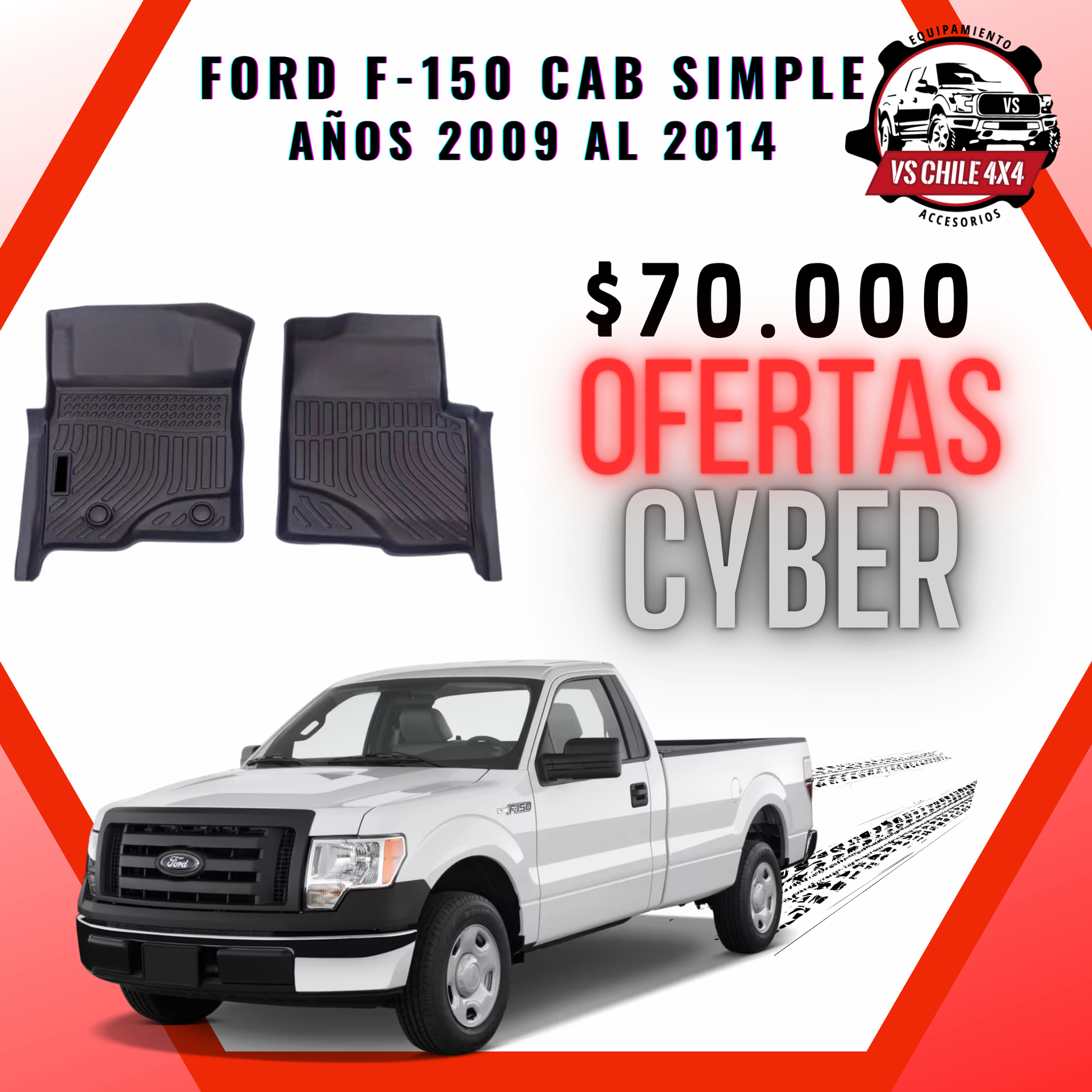 Pisos Calce Perfecto Ford F150 cabina simple  2009 - 2014