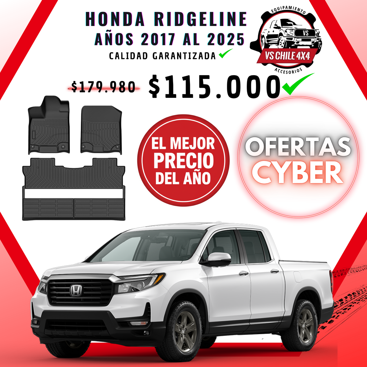 Pisos Calce Perfecto Honda Ridgeline (2017 - 2025)