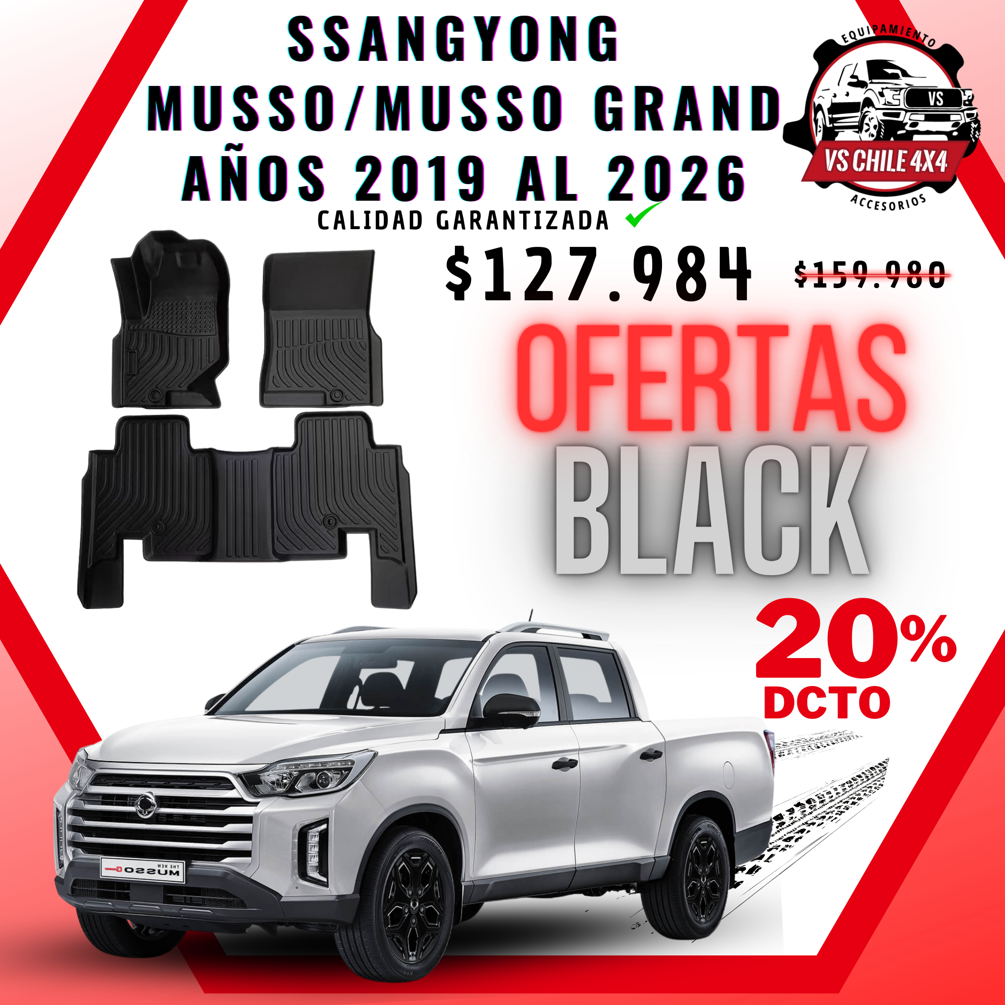 Pisos Calce Perfecto SsangYong Musso / Musso Grand 2019 al 2026