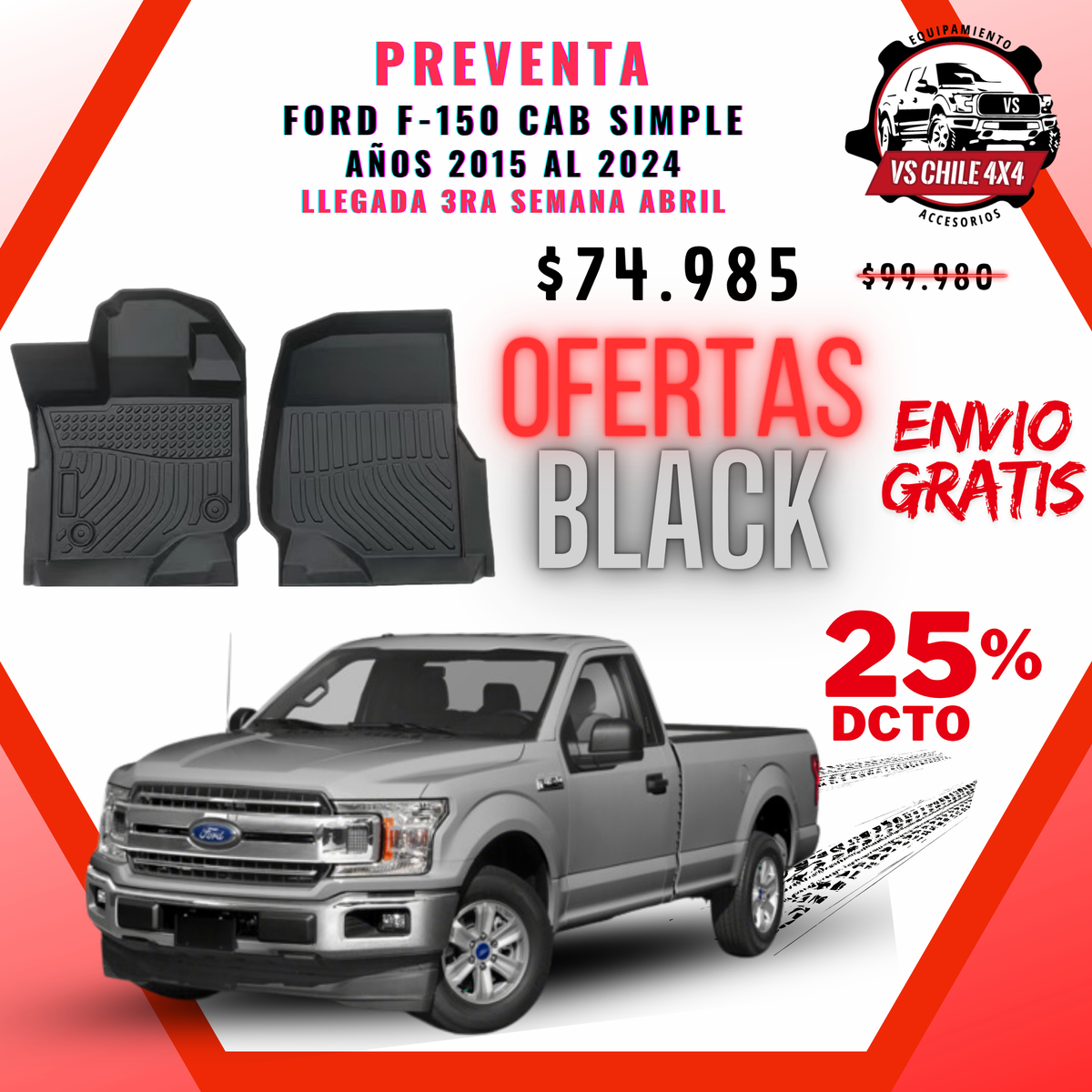 (PREVENTA) Pisos Calce Perfecto Ford F150 cabina simple 2015 - 2024