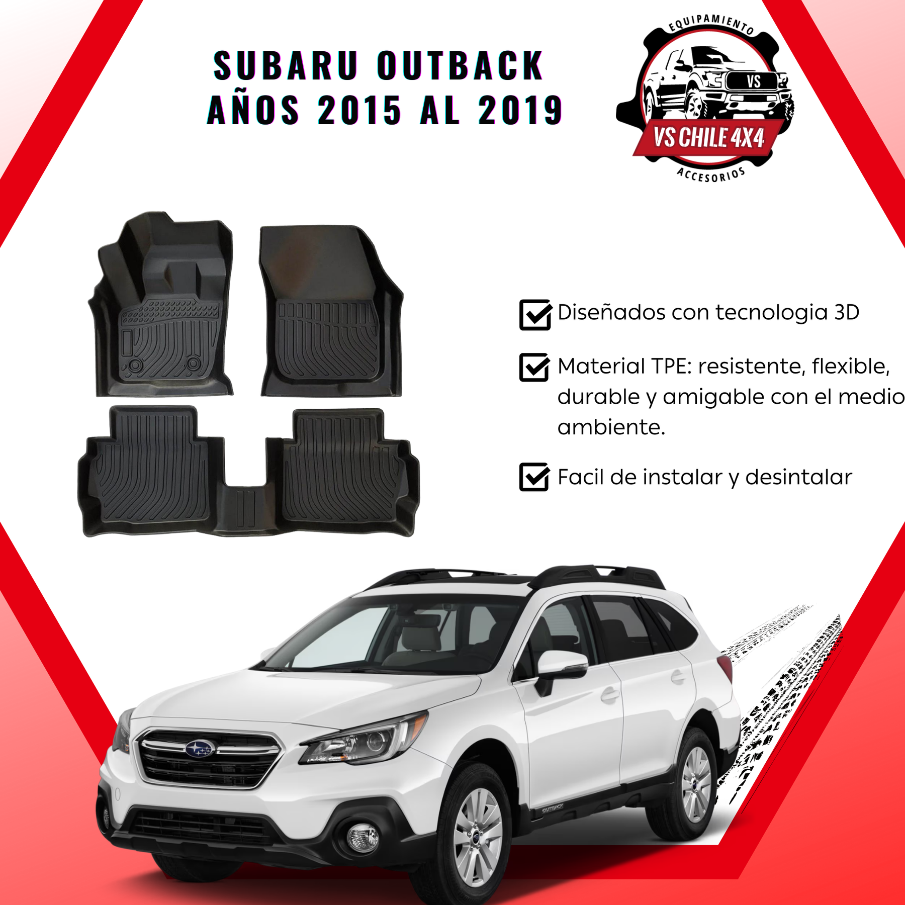 Pisos Calce Perfecto Subaru Outback años 2015 al 2019