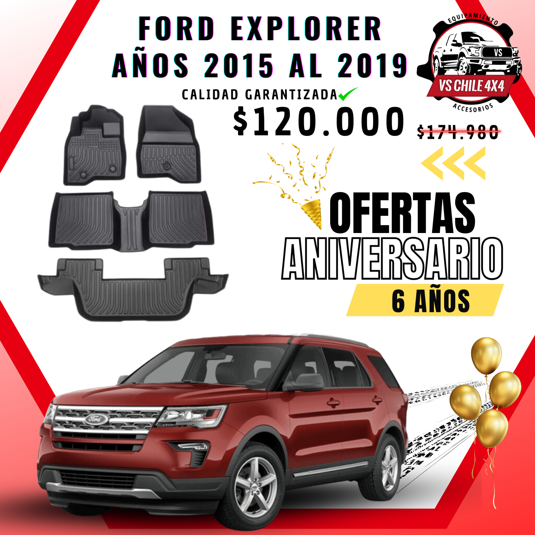 Pisos Calce Perfecto FORD EXPLORER años 2015 al 2019