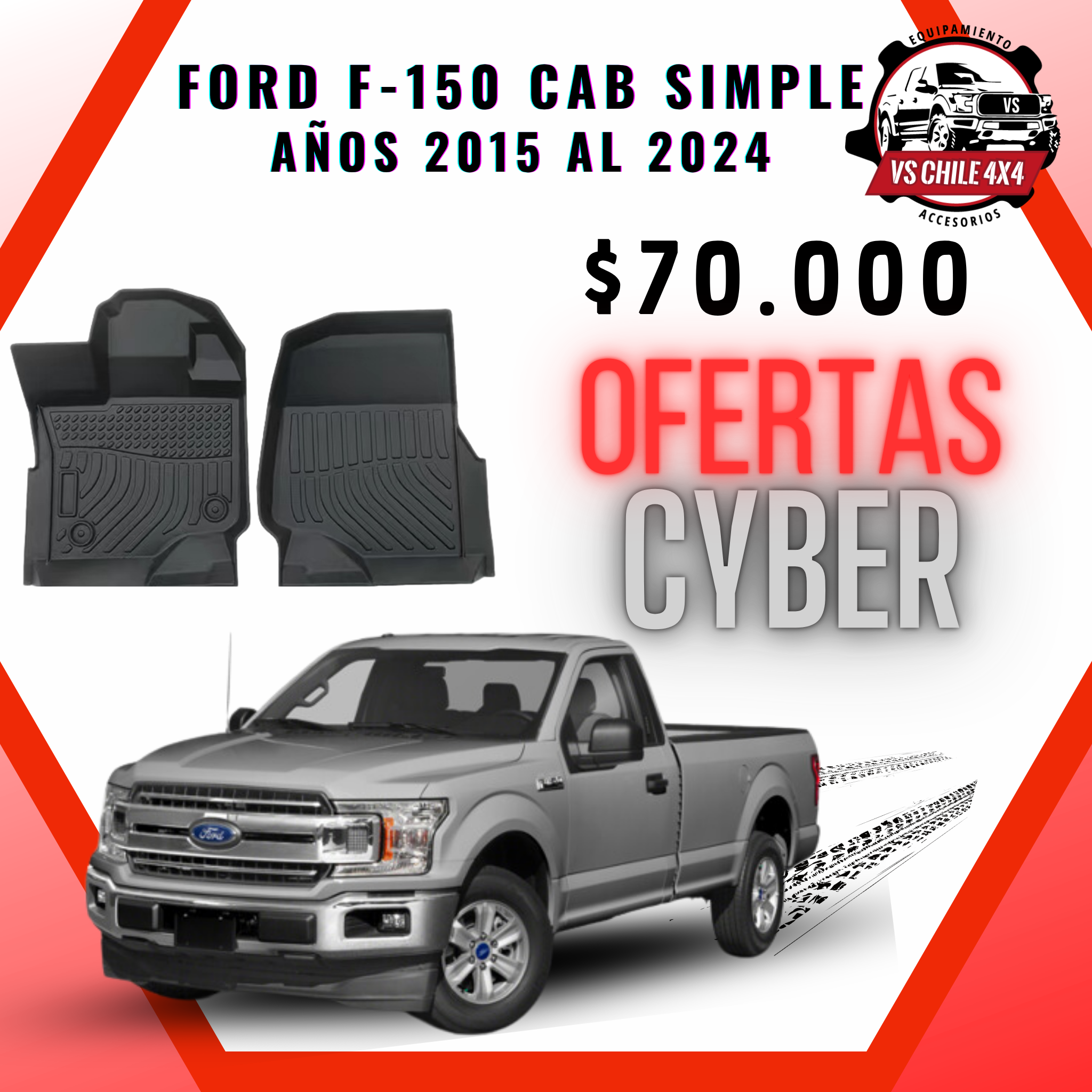 Pisos Calce Perfecto Ford F150 cabina simple 2015 - 2024