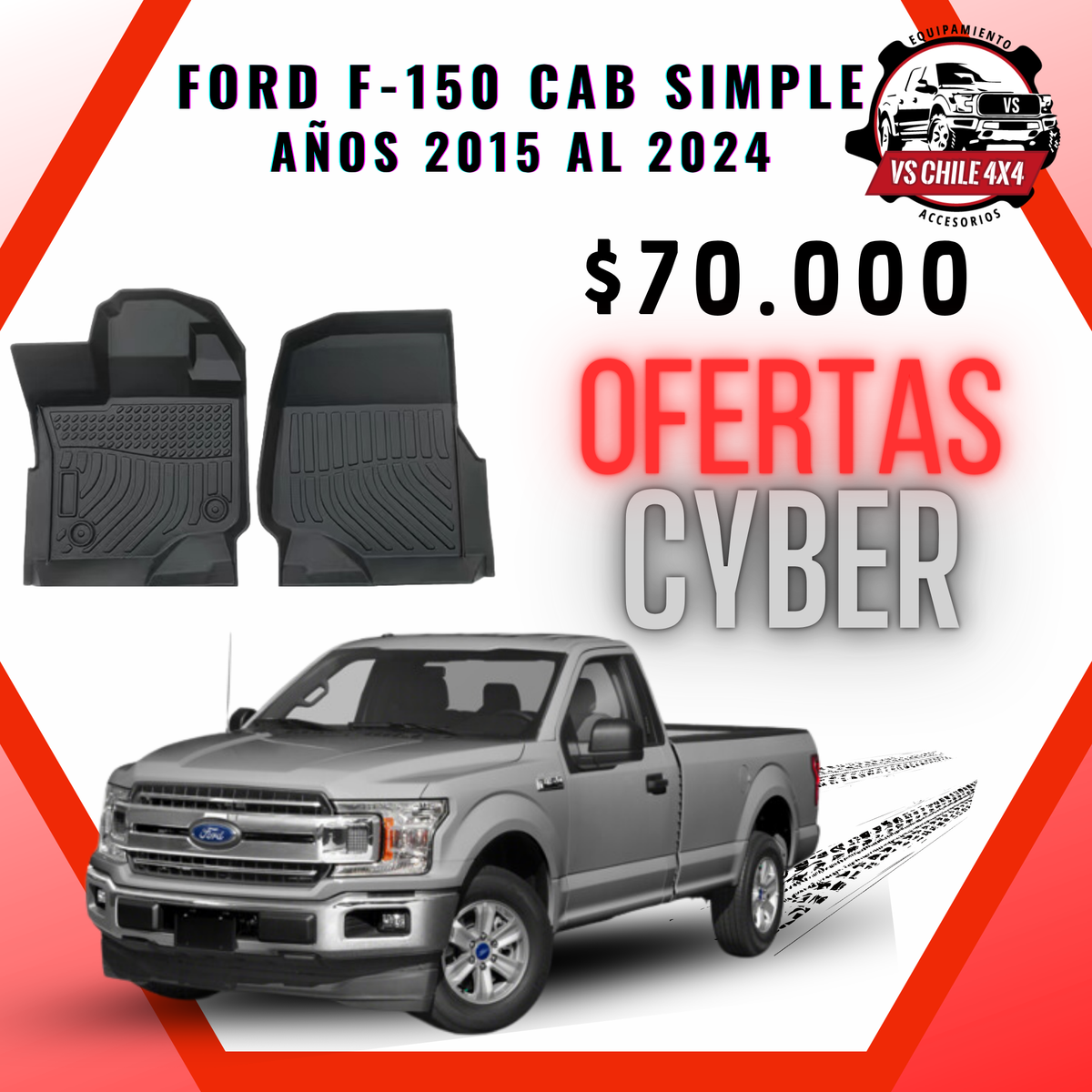 Pisos Calce Perfecto Ford F150 cabina simple 2015 - 2024