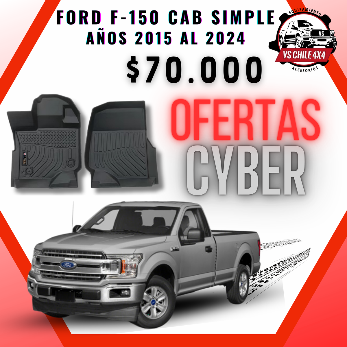 Pisos Calce Perfecto Ford F150 cabina simple 2015 - 2024