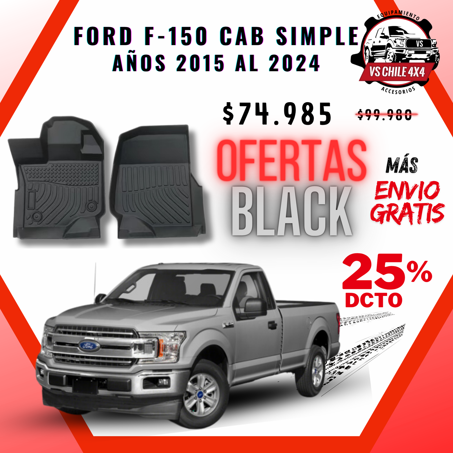 Pisos Calce Perfecto Ford F150 cabina simple 2015 - 2024