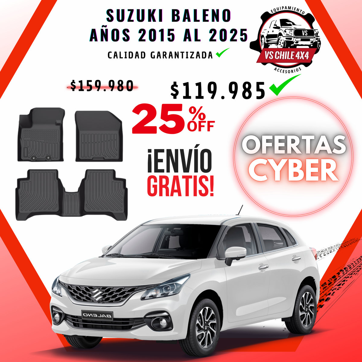 Pisos Calce Perfecto Suzuki Baleno 2015 al 2025