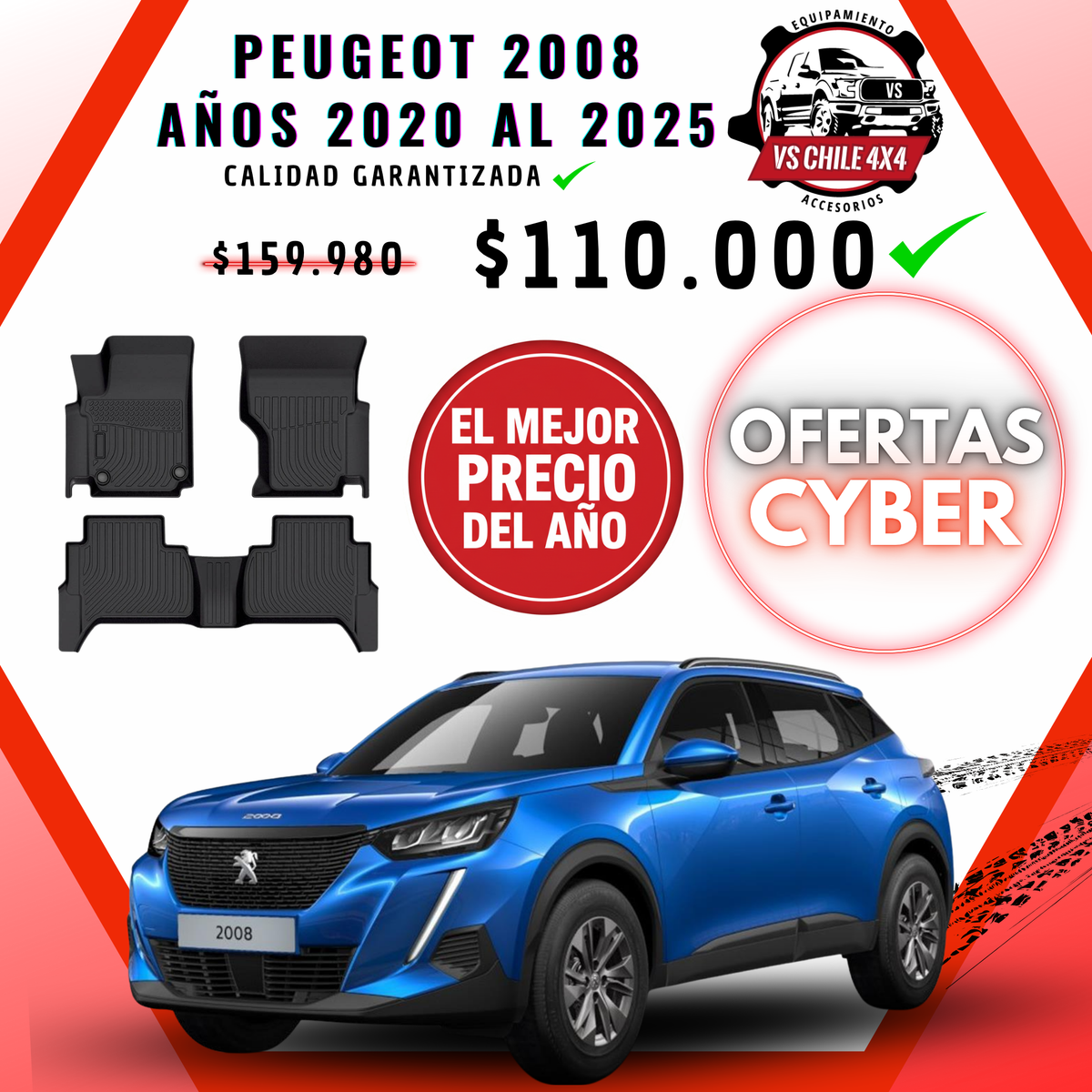 Pisos Calce Perfecto PEUGEOT 2008 años 2020 al 2025