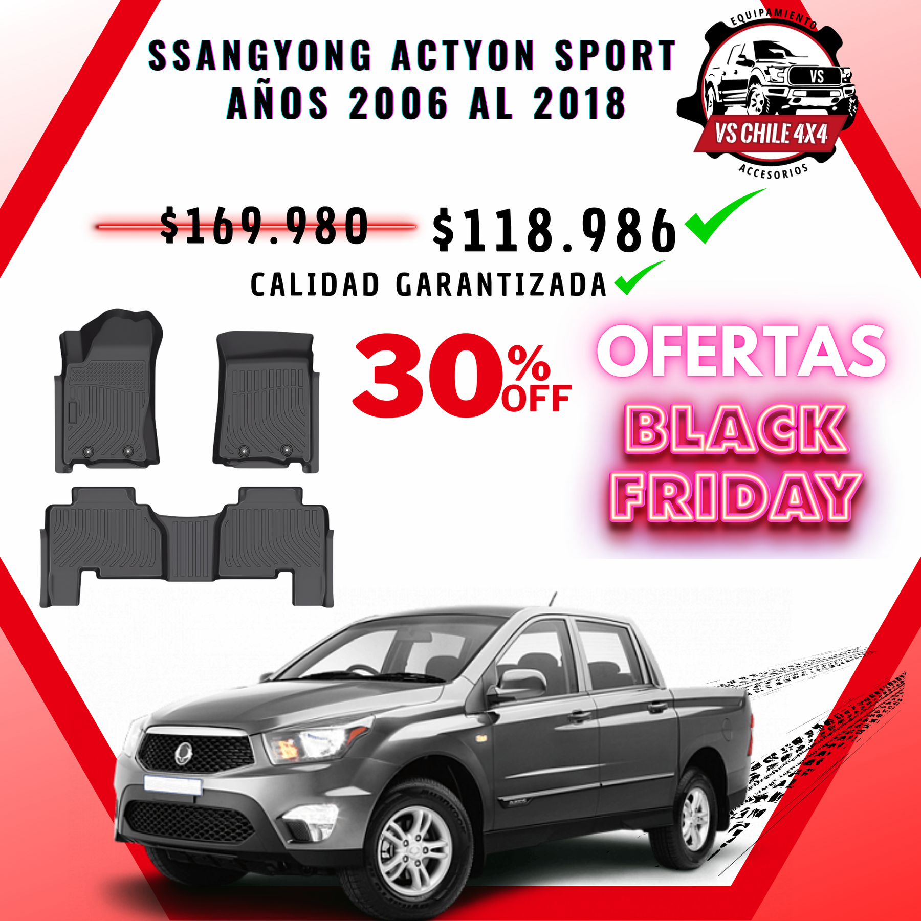Pisos Calce Perfecto SsangYong Actyon Sport 2006 al 2018