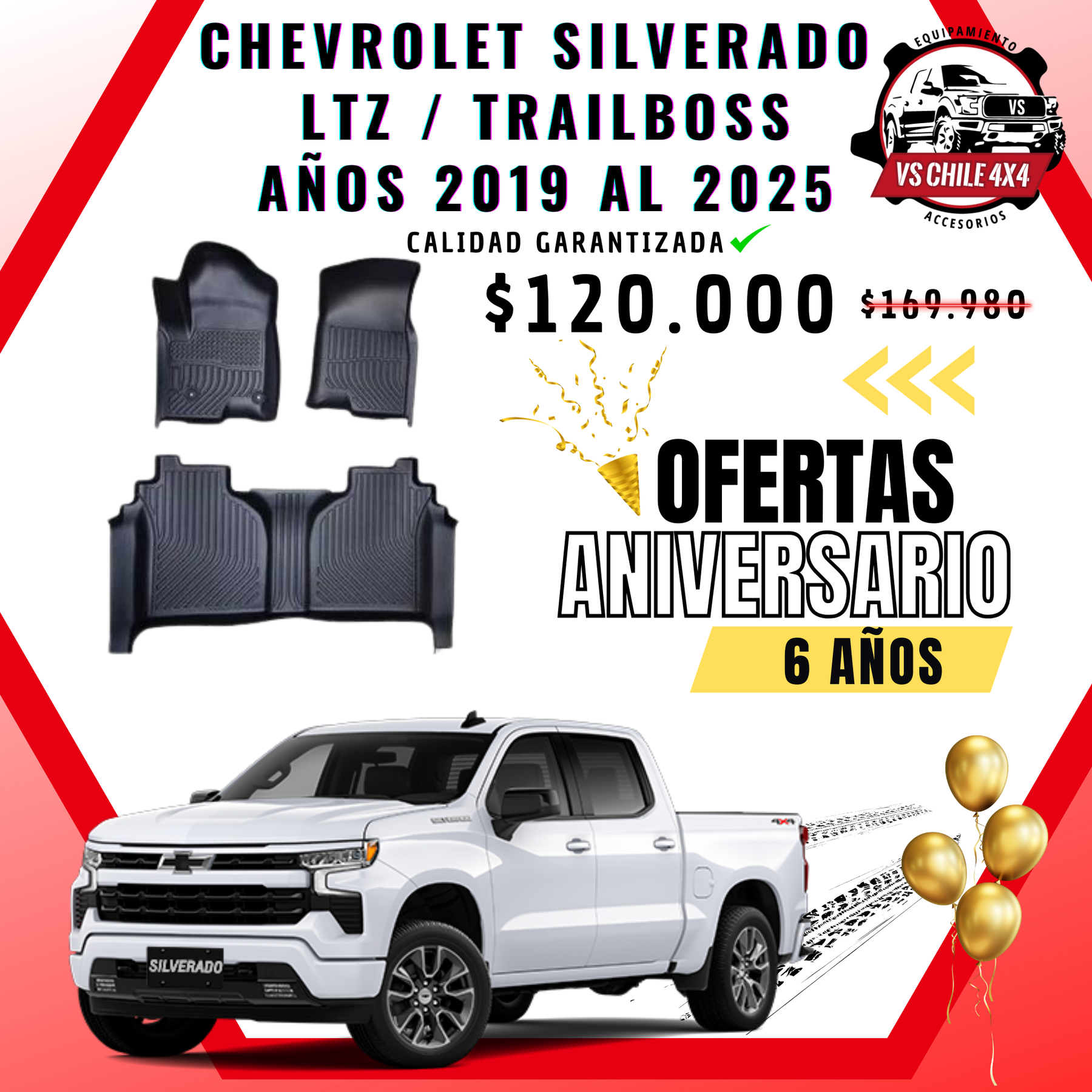 Pisos Calce Perfecto Chevrolet Silverado LTZ/TRAILBOSS 2019 al 2025