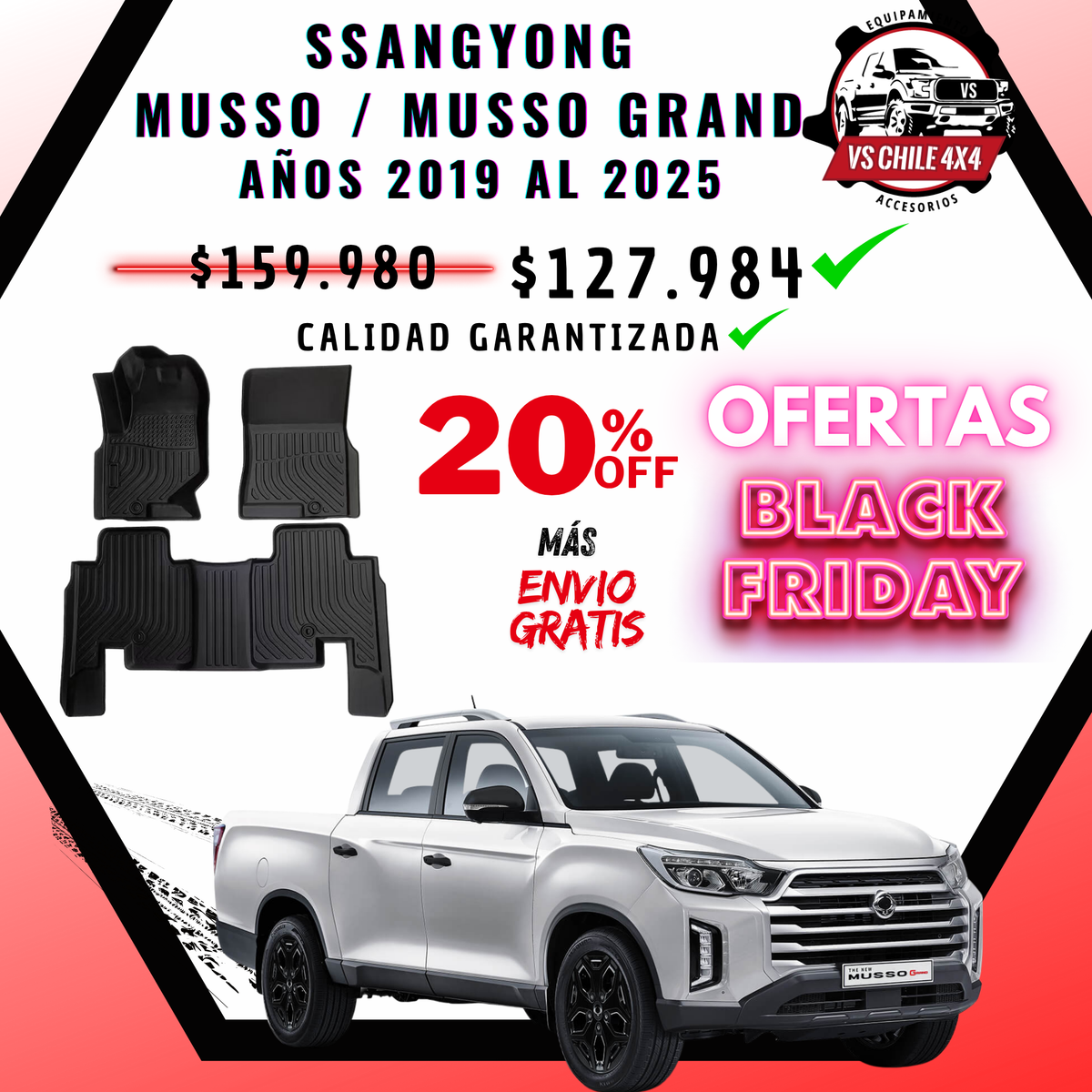 Pisos Calce Perfecto SsangYong Musso / Musso Grand 2019 al 2025