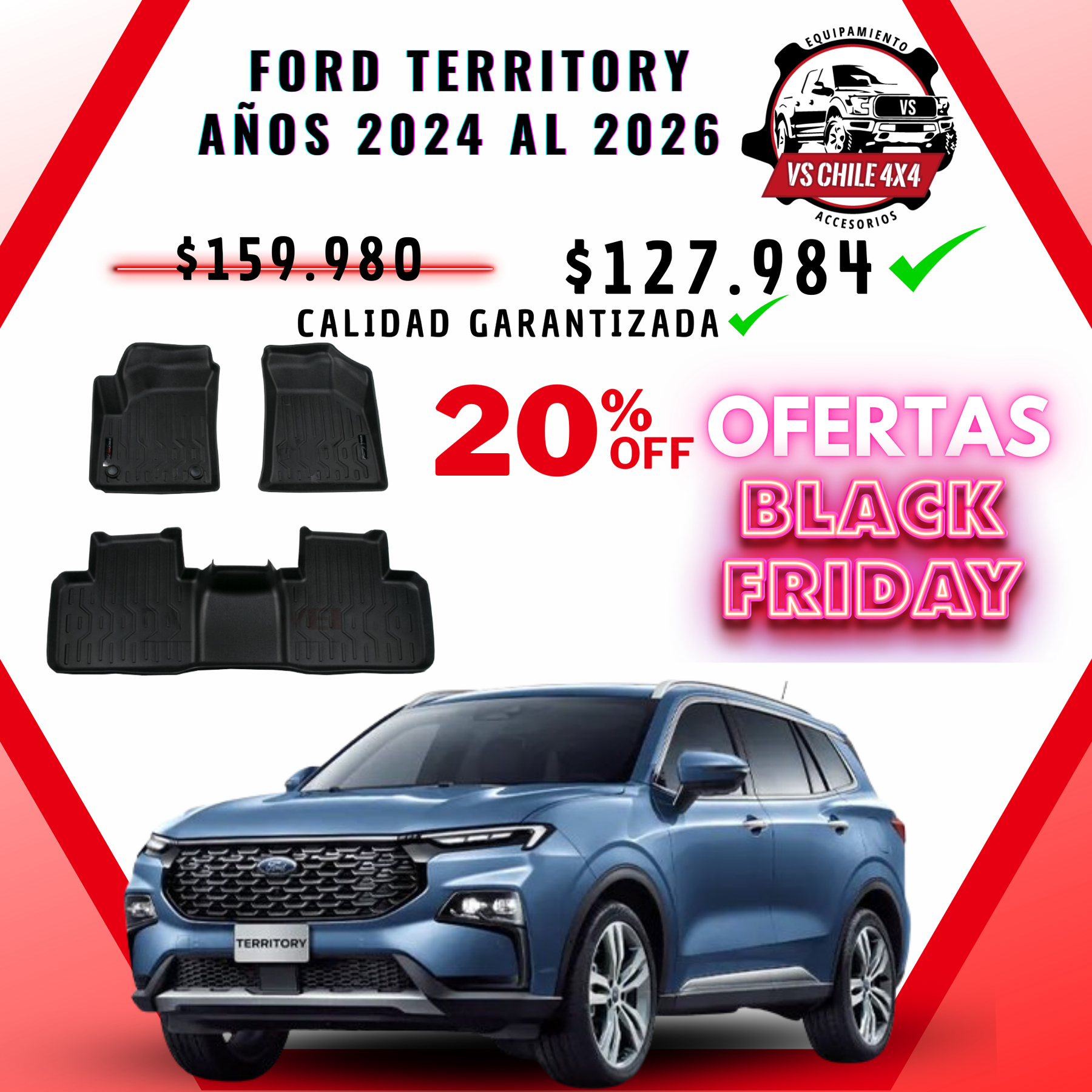 Pisos Calce Perfecto Ford Territory AÑOS 2024 AL 2026