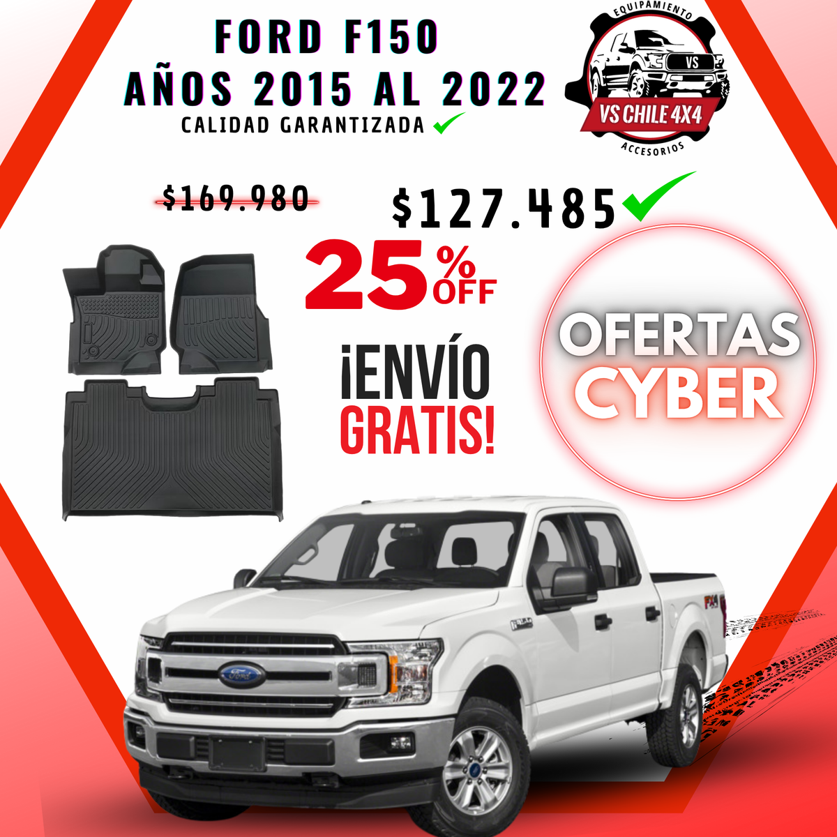Pisos Calce Perfecto Ford F150 2015 - 2022