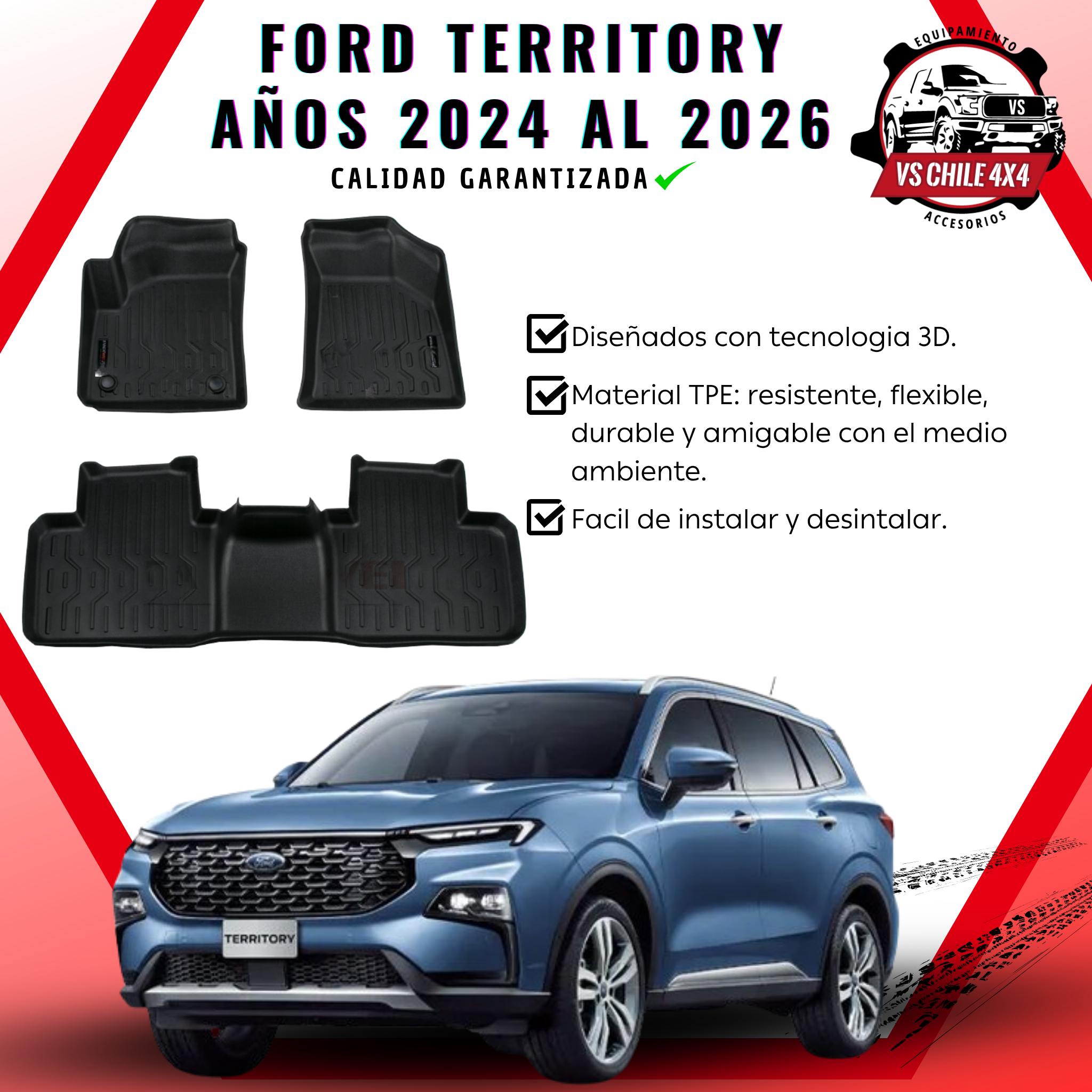 Pisos Calce Perfecto Ford Territory AÑOS 2024 AL 2026